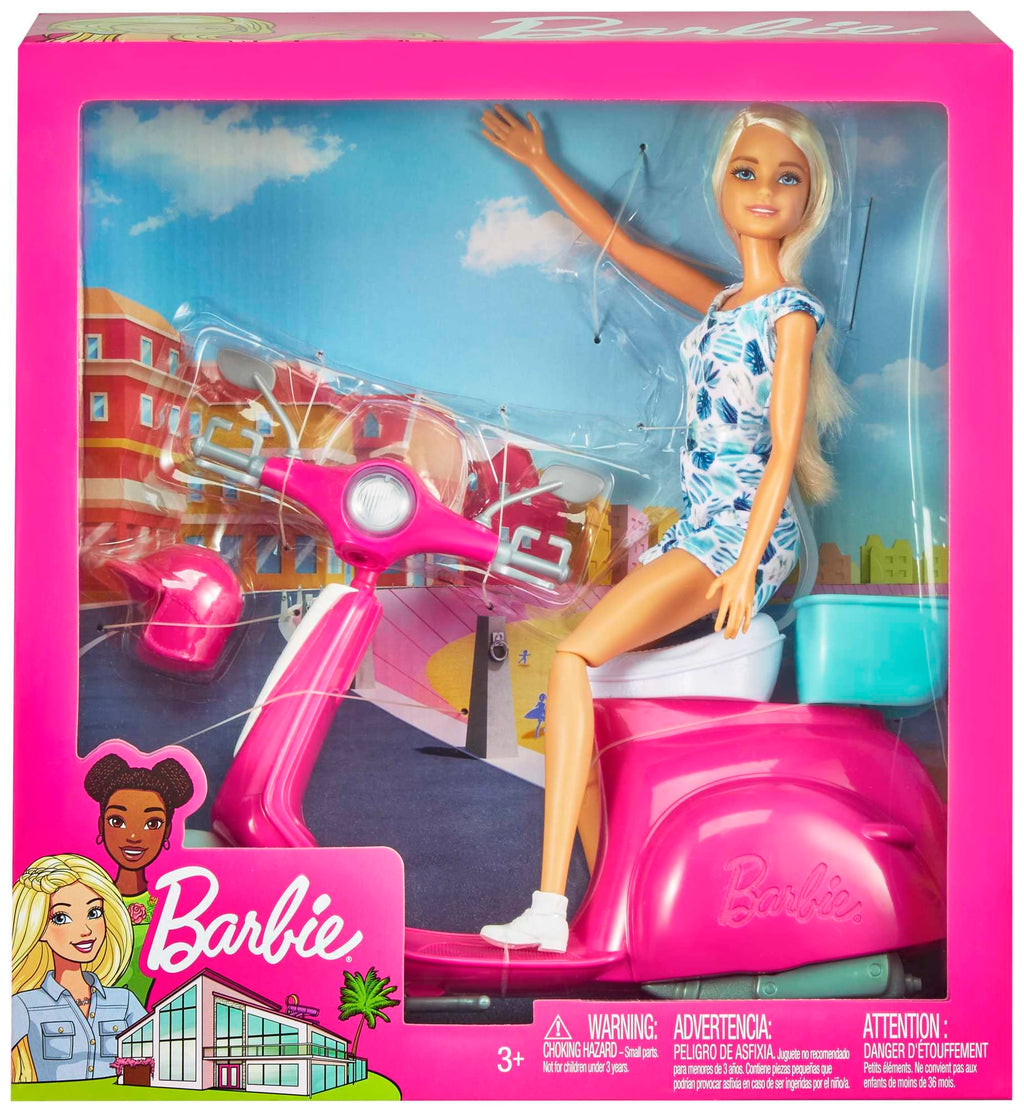 Barbie - Scooter & Poupée Blonde - Coffret Poupée Mannequin - 3 Ans Et +