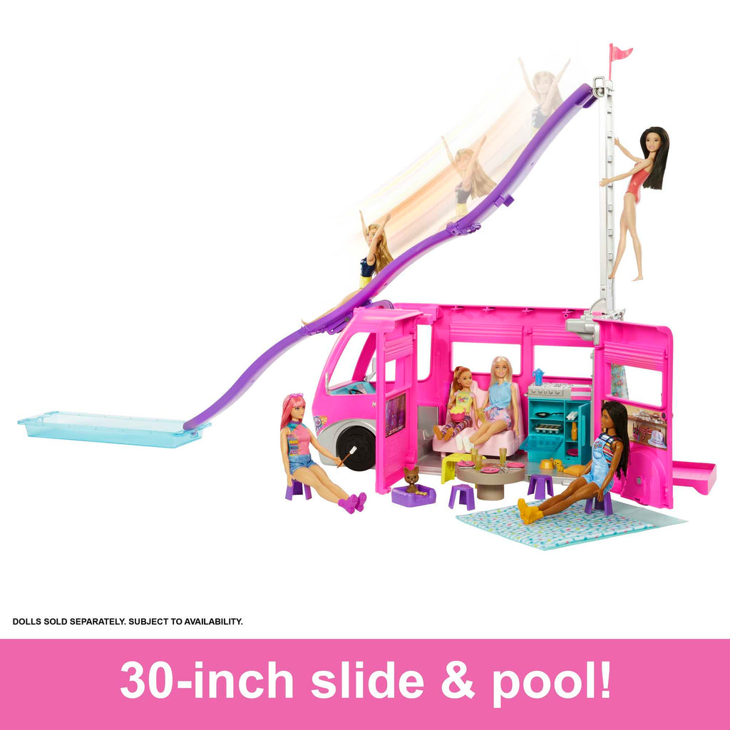 Barbie Camper, Doll Playset With 60 Accessories, 30-Inch Slide, Dream Camper