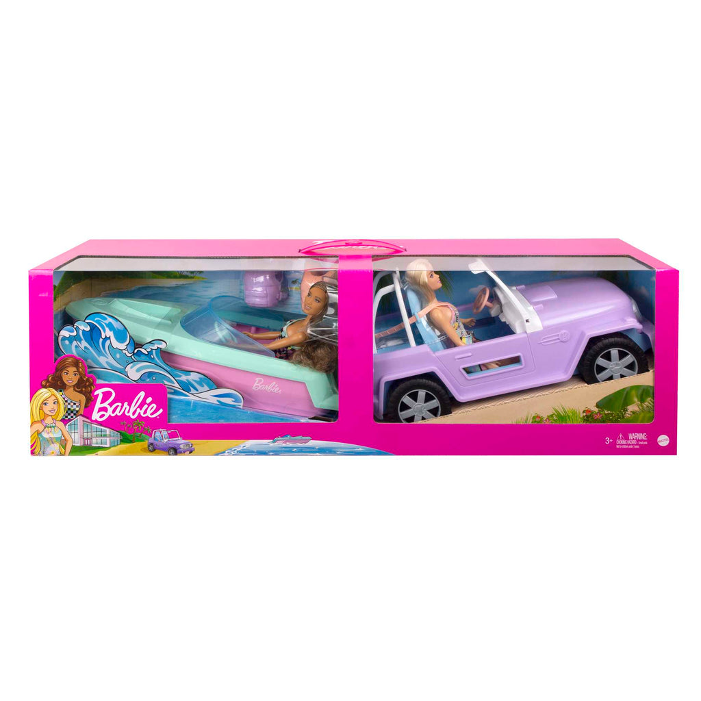 Barbie® Przejażdżka 2 lalki + samochód + motorówka Zestaw