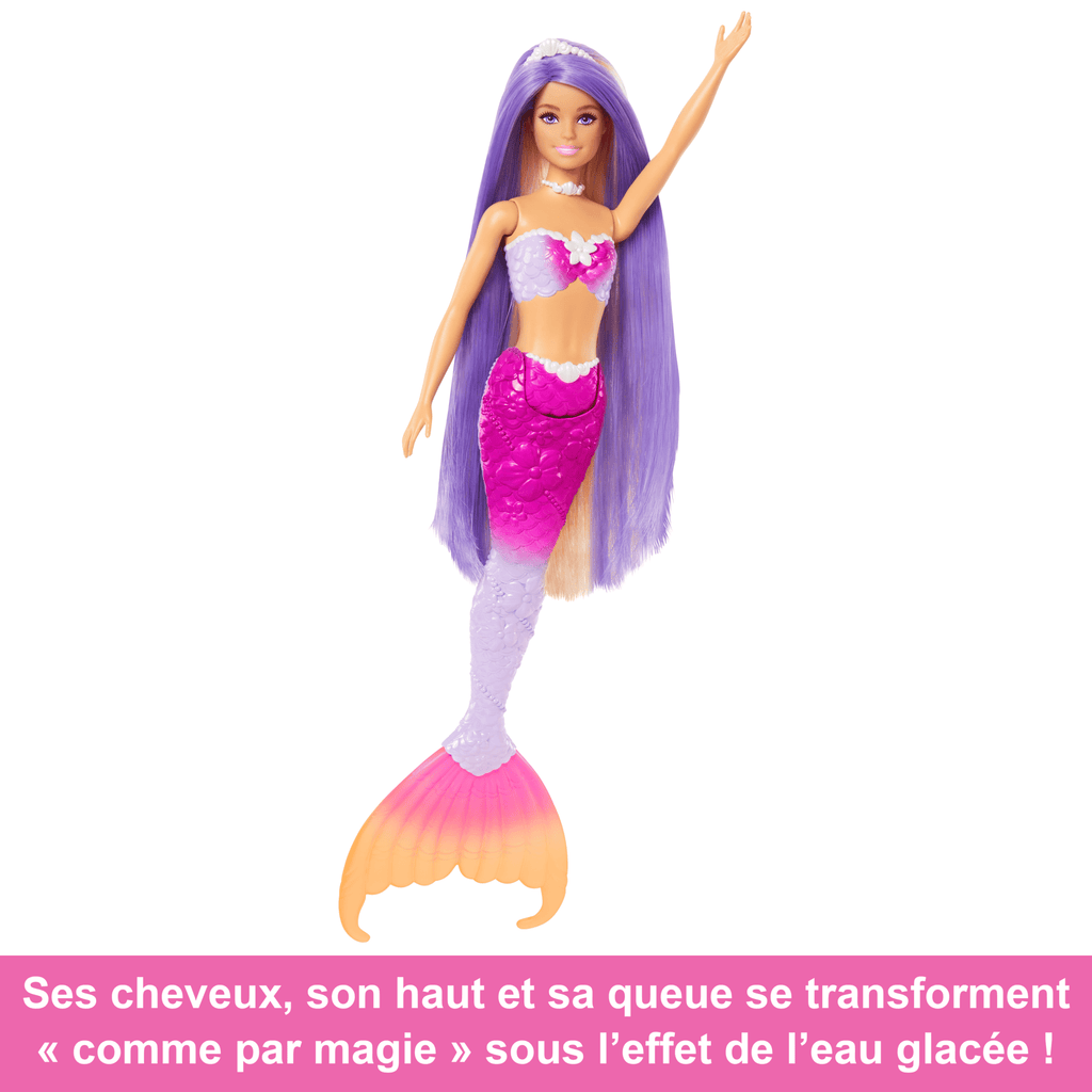 Barbie - Poupée Sirène « Malibu » Couleurs Magiques - Poupée Mannequin - 3 Ans Et +