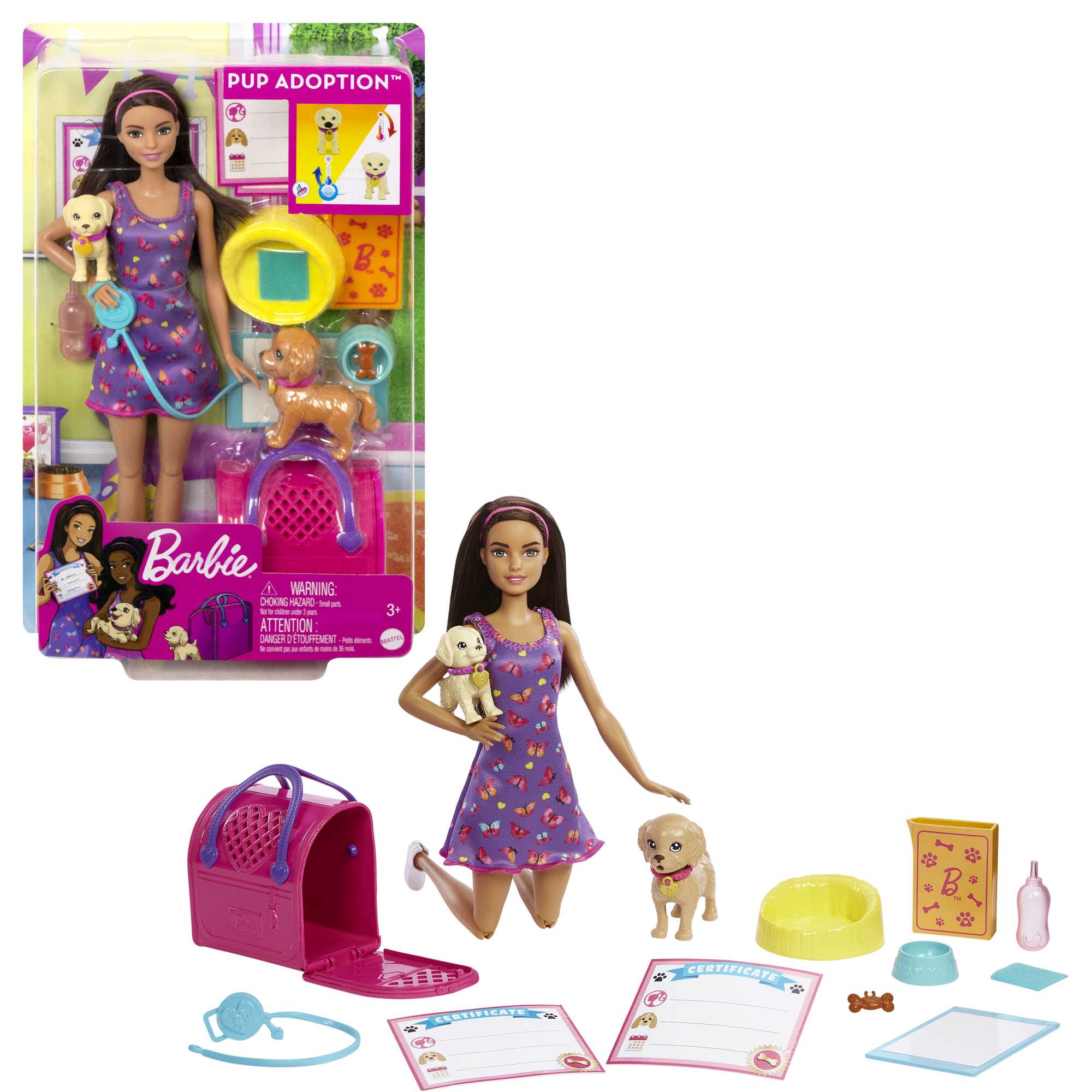 Barbie Κούκλα Και Αξεσουάρ Σετ Παιχνιδιού Με Κούκλα, 2 Σκυλάκια Και Αλλαγή Χρώματος