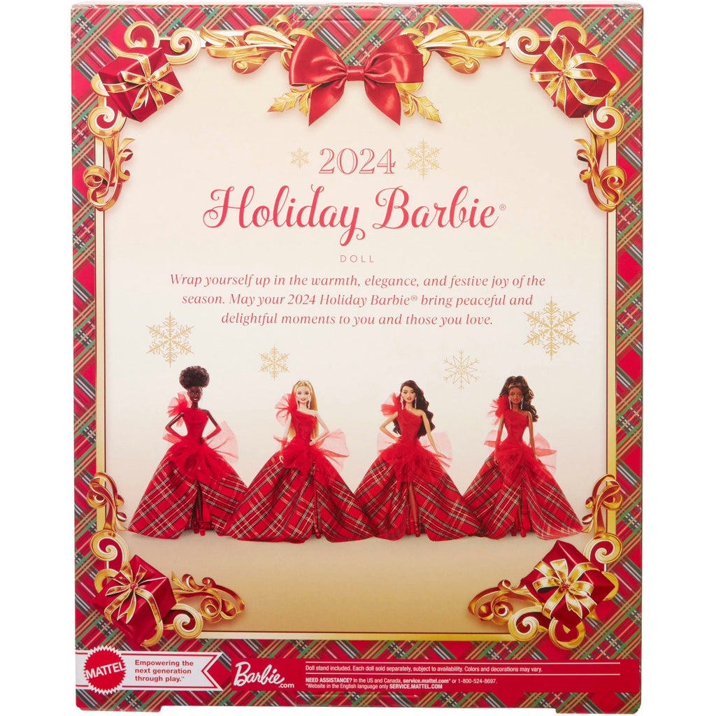 Barbie Signature 2024 Holiday Barbie Fashion Doll, Seasonal Collector Gift, Brown Hair With Plaid Gown
