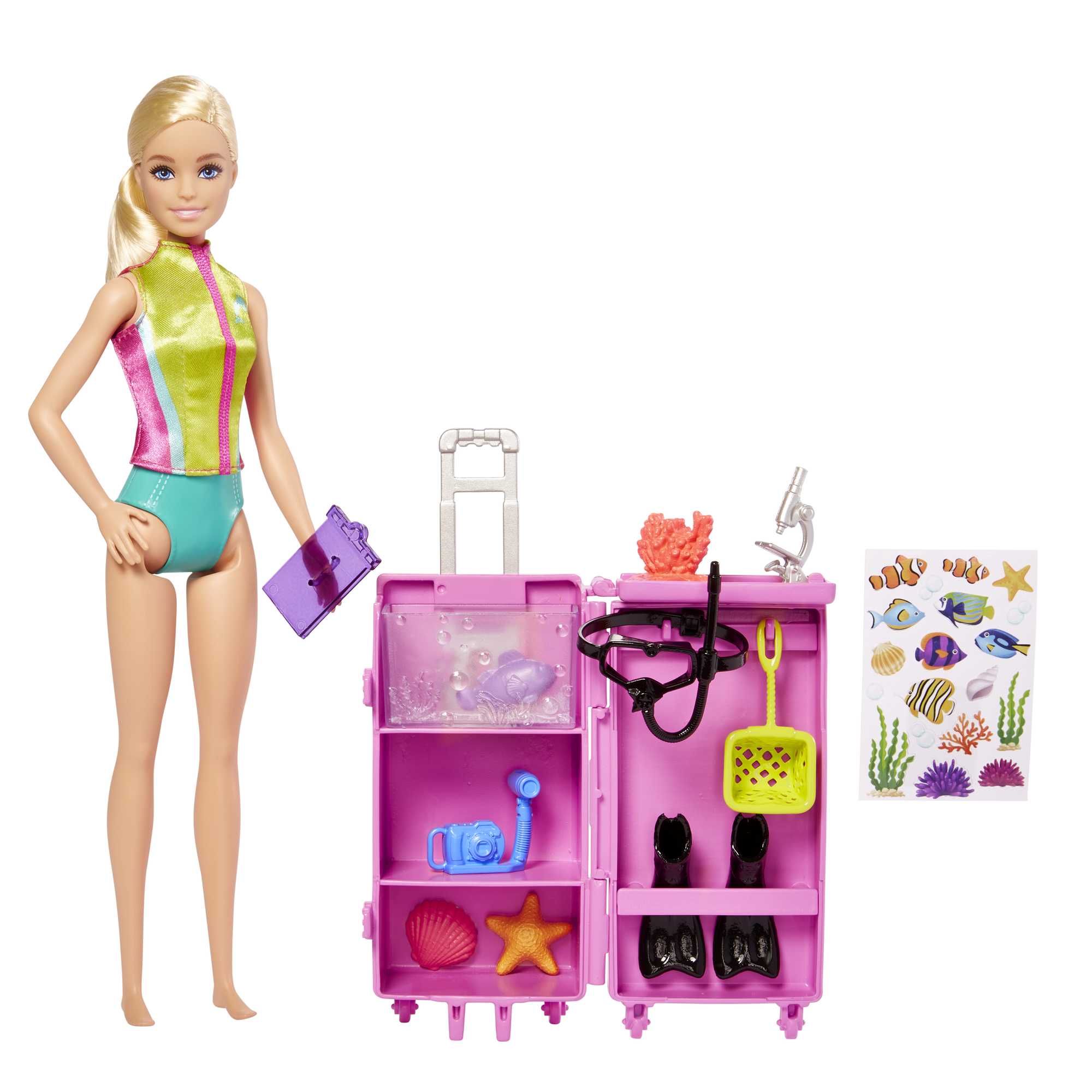 Barbie Poppen En Accessoires, Zeebioloog, Pop (Blond) En Mobiel Laboratorium, Speelset Met Meer Dan 10 Onderdelen
