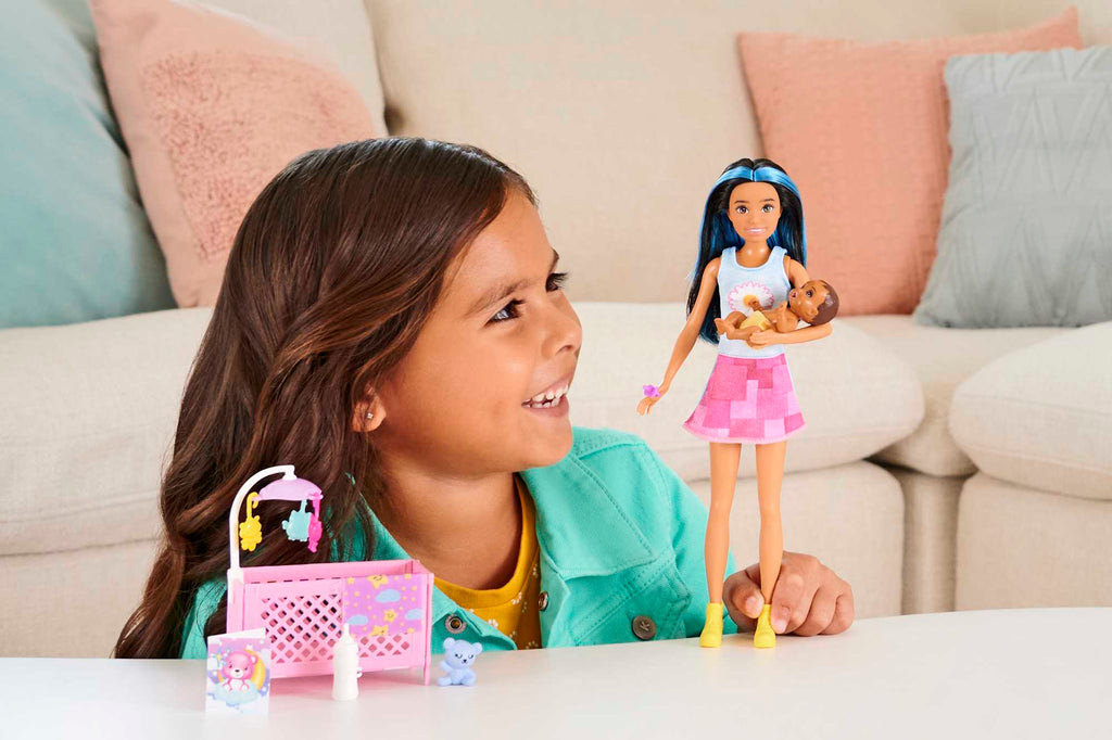 Barbie Pop En Accessoires, Babysitter Skipper Met Wiegje, Speelset
