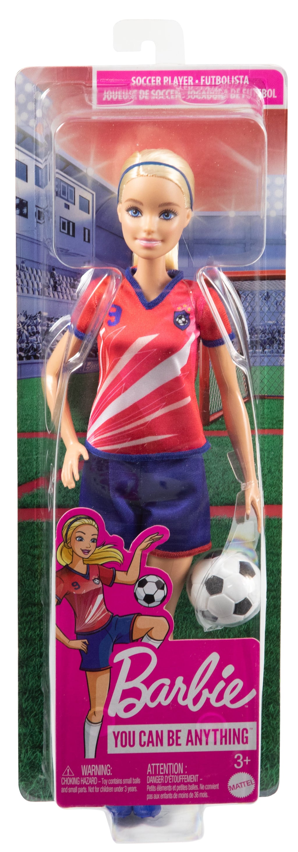 Barbie Fußballspielerin-Puppe, Blond, Trikot Mit Der Nummer 9, Fußball, Stollenschuhe, Stutzen, Für Kinder Ab 3 Jahre