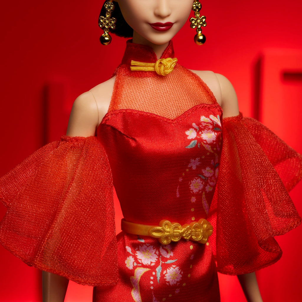 Barbie Signature Capodanno Lunare Cinese, Bambola Barbie Da Collezione Con Abito Qipao E Accessori Dorati