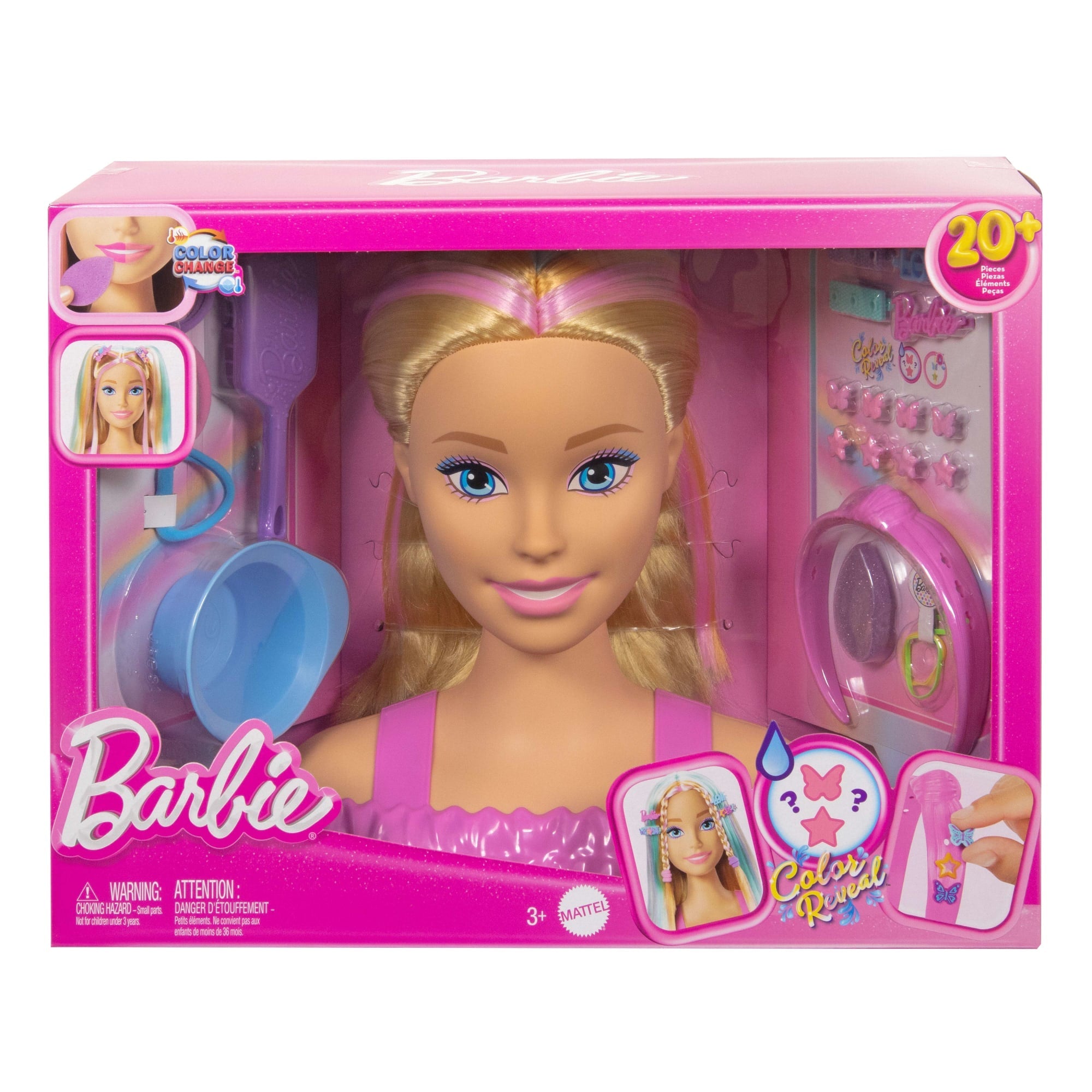 Bambola Barbie Testa Pettinabile, Con Capelli Biondi E 20 Accessori Per Creare Acconciature