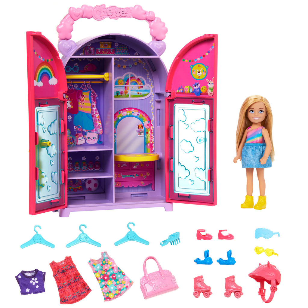 Barbie Szafa Chelsea Zestaw + Lalka, ubranka i akcesoria