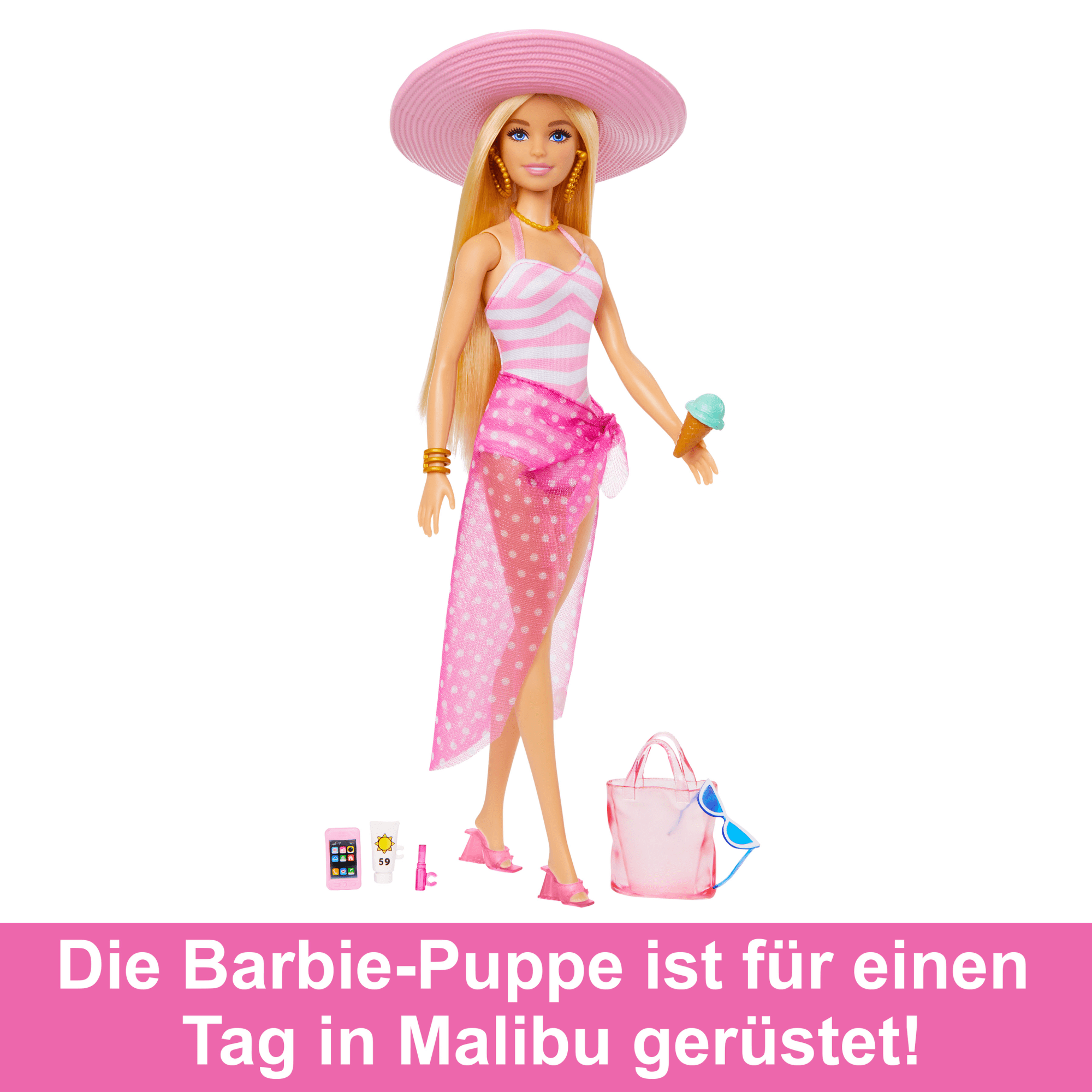 Blonde Barbie-Puppe Mit Badeanzug Und Strand-Accessoires