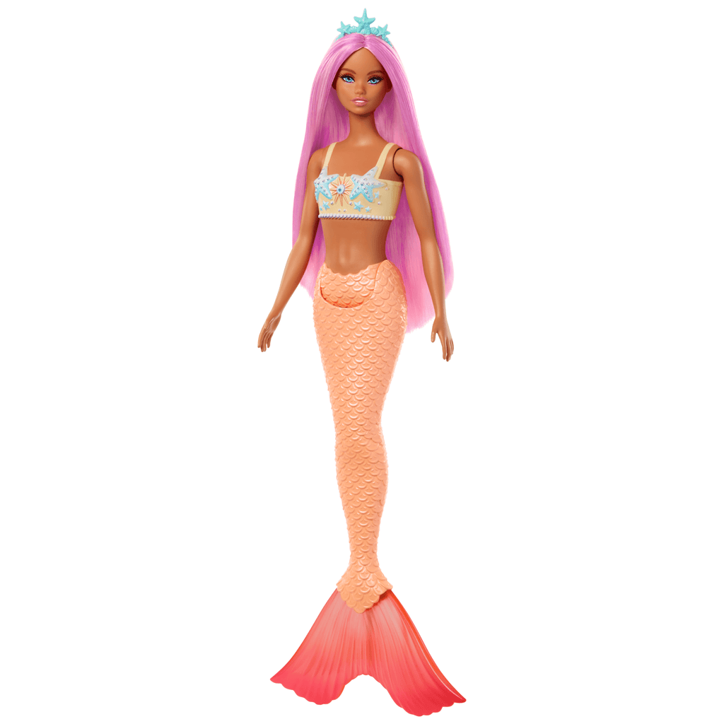 Barbie Sirena Con Capelli Rosa, Morbida Coda Arancione E Cerchietto