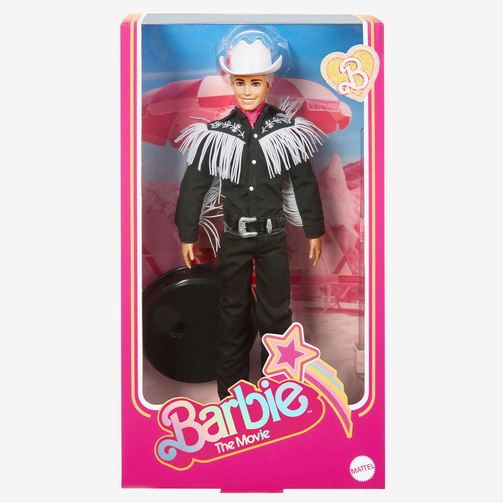 Barbie Le Film Poupée Ken À Collectionner Inspirée Du Film Barbie, Avec Tenue Noire À Franges Blanches, Chapeau Et Bottes De Cowboy De Couleur Blanche Et Bandana Rose