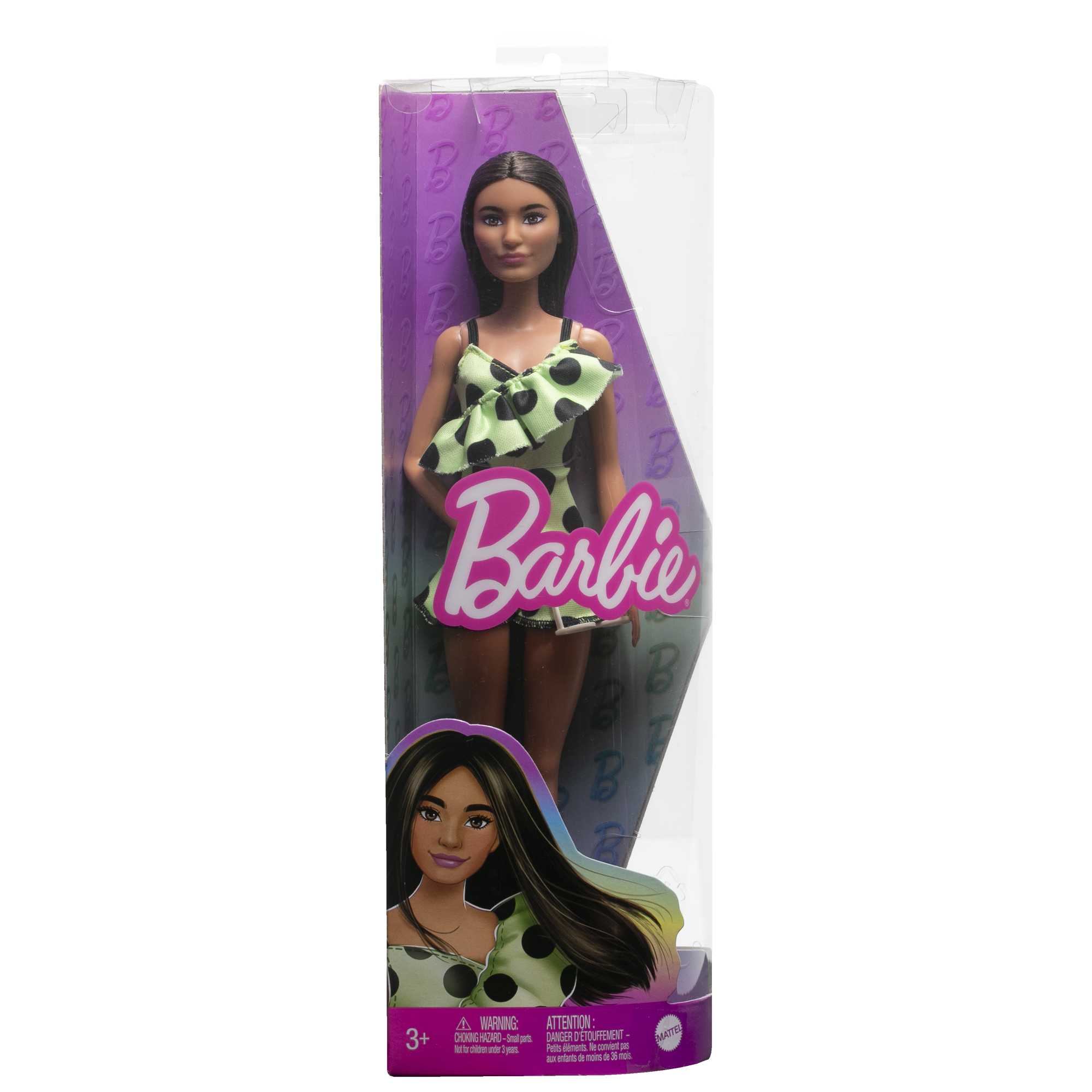 Barbie-Puppe Mit Braunen Haaren Und Gepunktetem Jumpsuit, Barbie Fashionistas