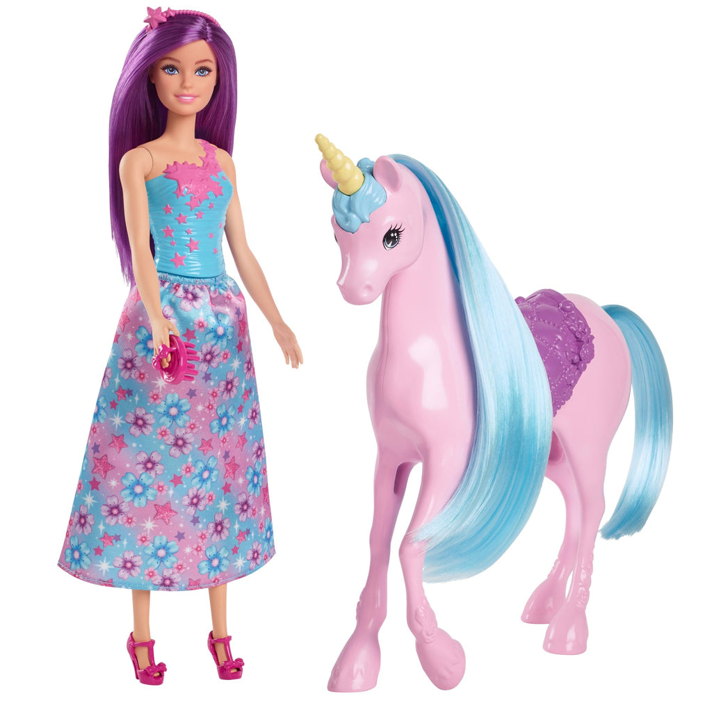 Barbie Büyüleyici Bebek Ve Tek Boynuzlu At Oyuncak Seti, Eyer, Fırça Ve Aksesuarlar