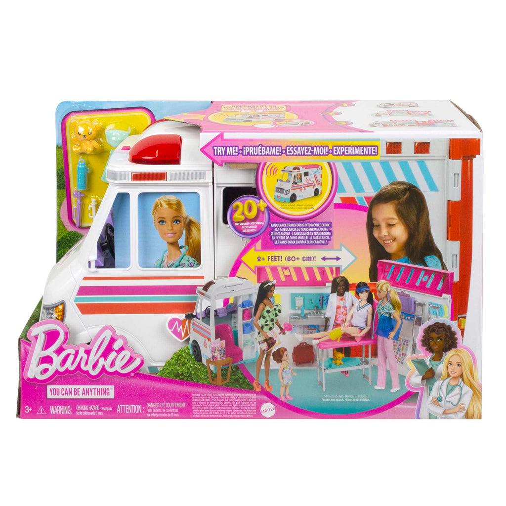 Barbie-Spielzeug, Umbaubarer Krankenwagen Und Klinik Spielset, Mehr Als 20 Zubehörteile, 2-In-1-Krankenwagen