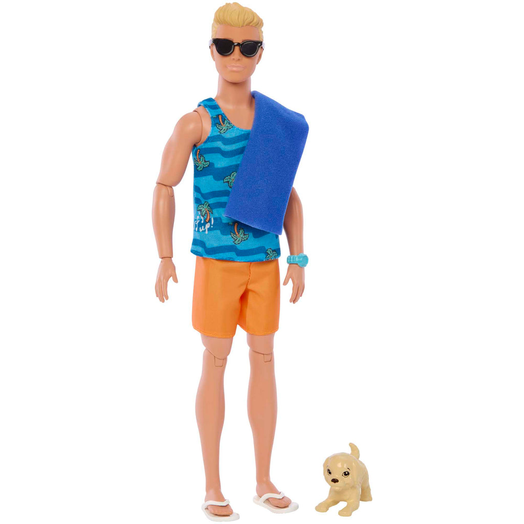 Muñeco Ken Con Tabla De Surf De Barbie, Muñeco Ken Rubio Con Temática Playera Y Puntos De Articulación