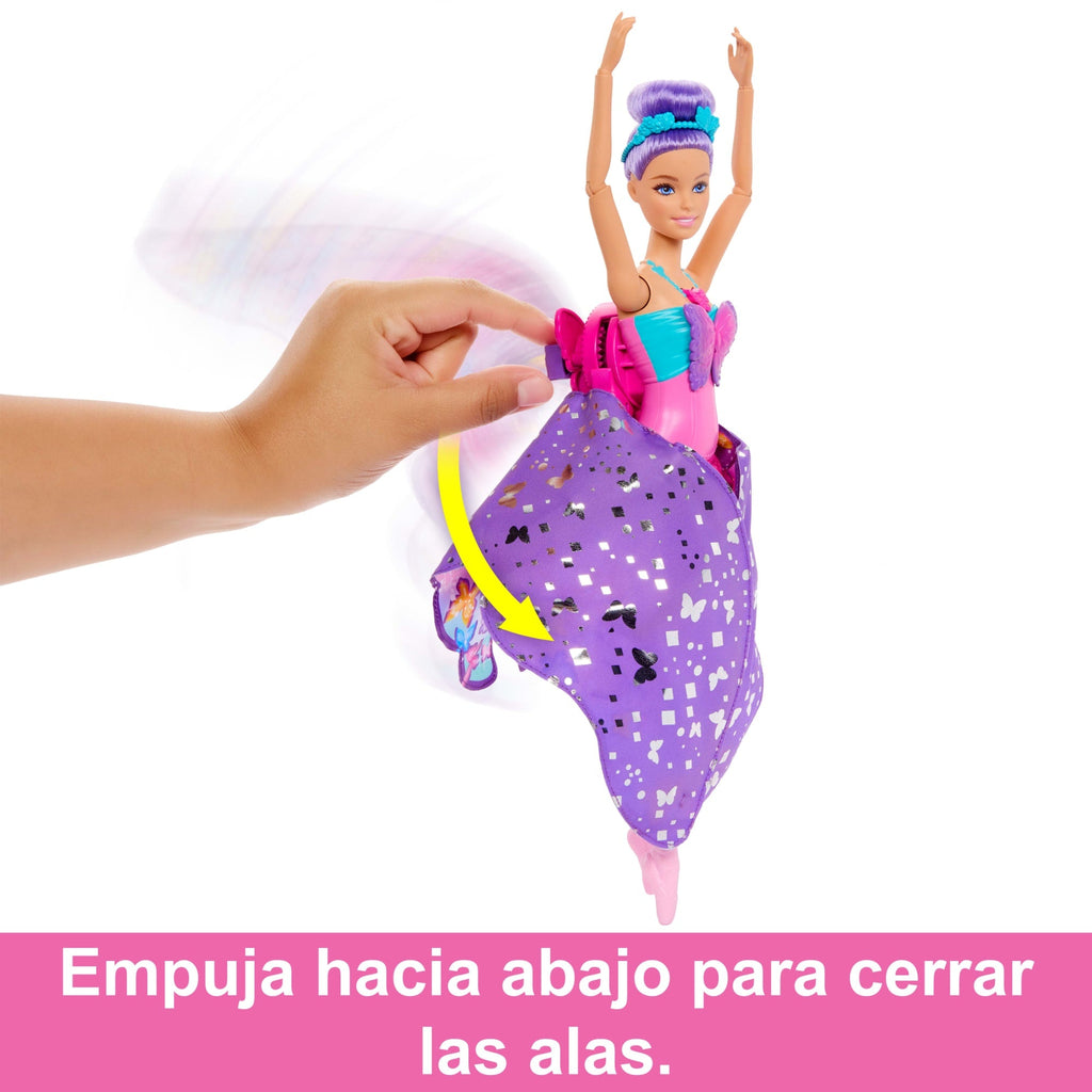 Muñeca Barbie Dance And Flutter Con Transformación 2 En 1 De Bailarina A Mariposa, Pelo Morado
