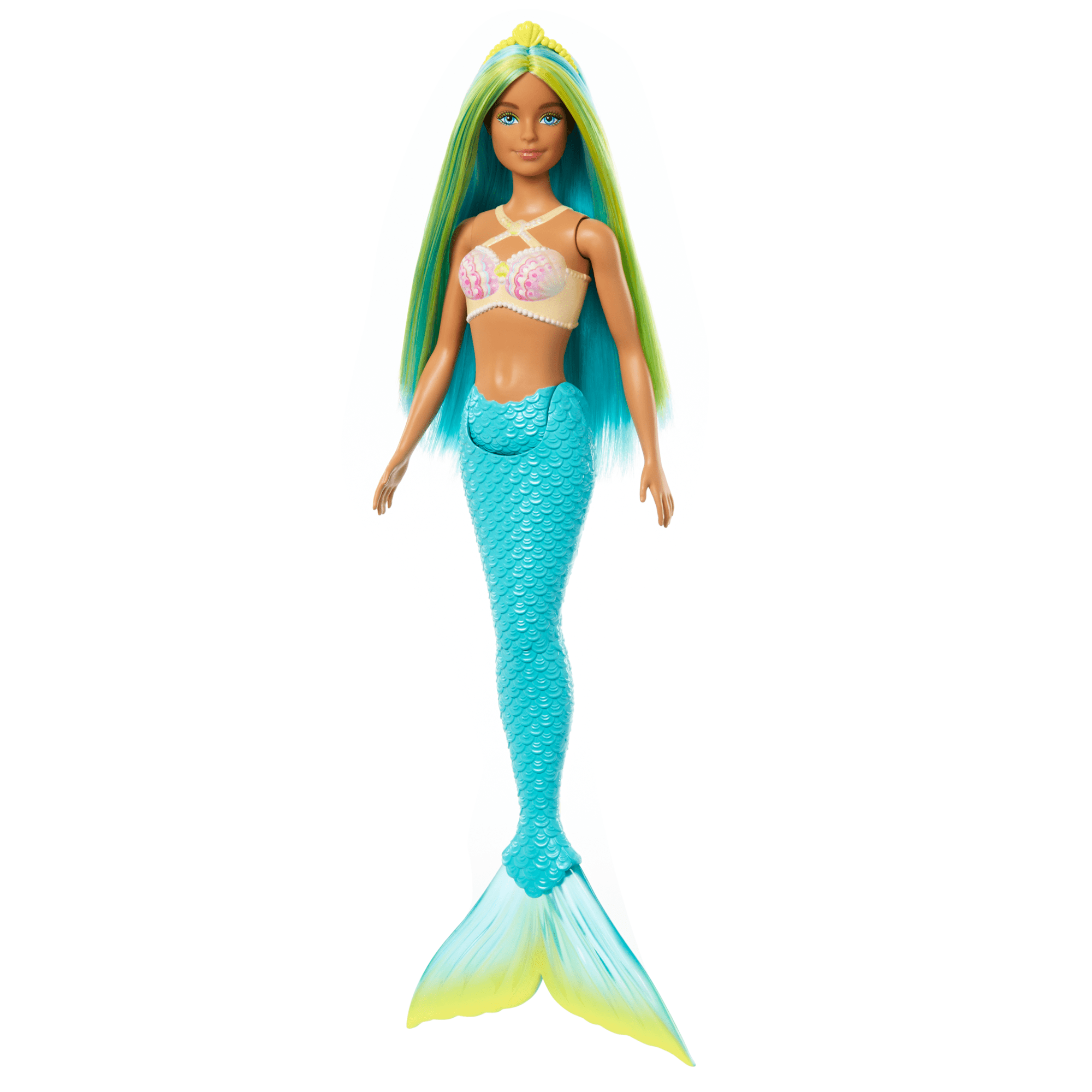 Barbie Sirena Con Capelli Blu E Gialli, Coda Turchese E Cerchietto