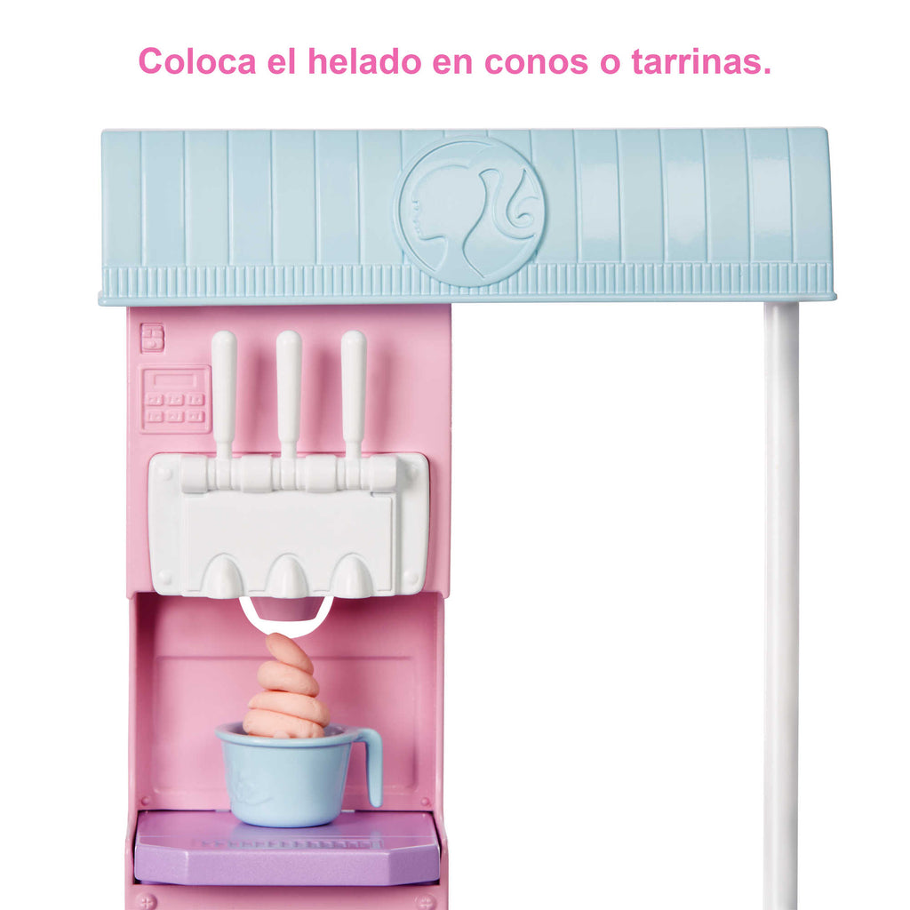 Conjunto De Juego De Heladería De Barbie Con Muñeca Rubia De 30,48Cm, Heladería, Función De Hacer Helados Y Piezas De Juego Realistas