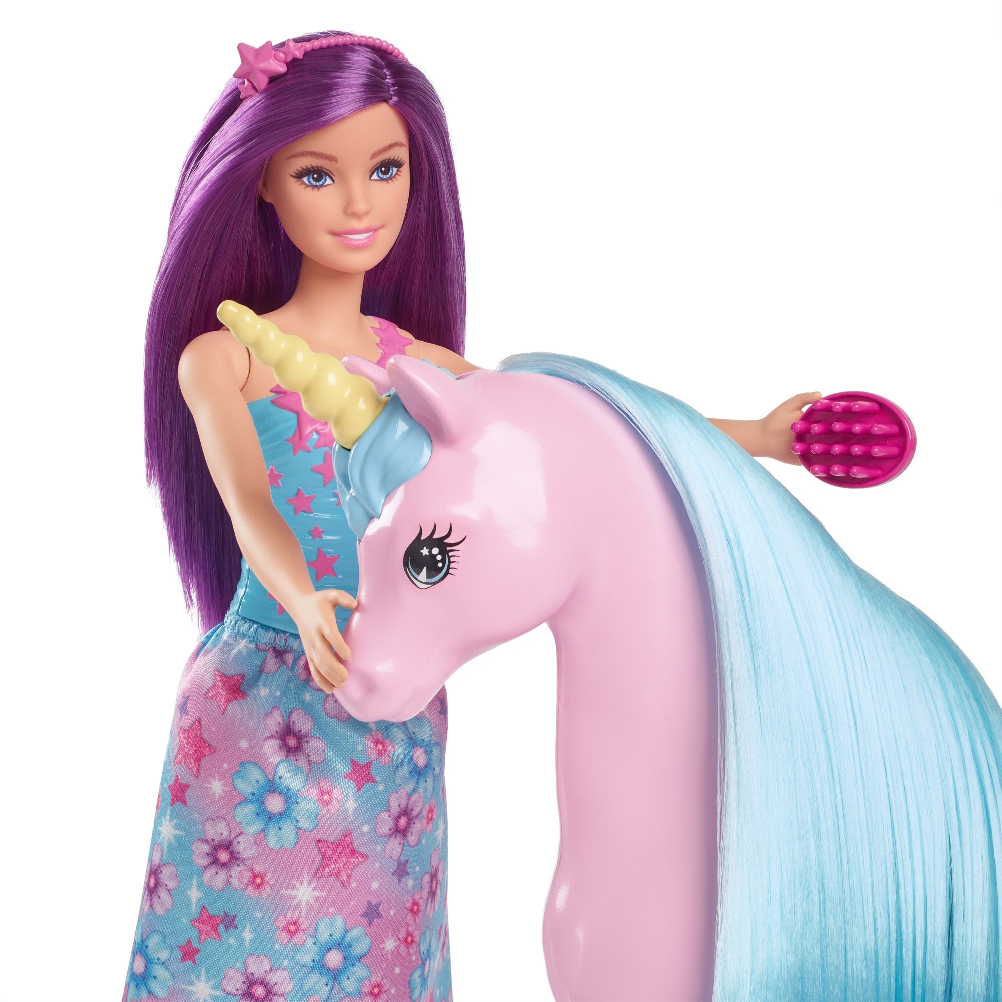 Conjunto De Muñeca Barbie Y Unicornio De Fantasía Que Incluye Un Silla De Montar, Un Cepillo Y Accesorios