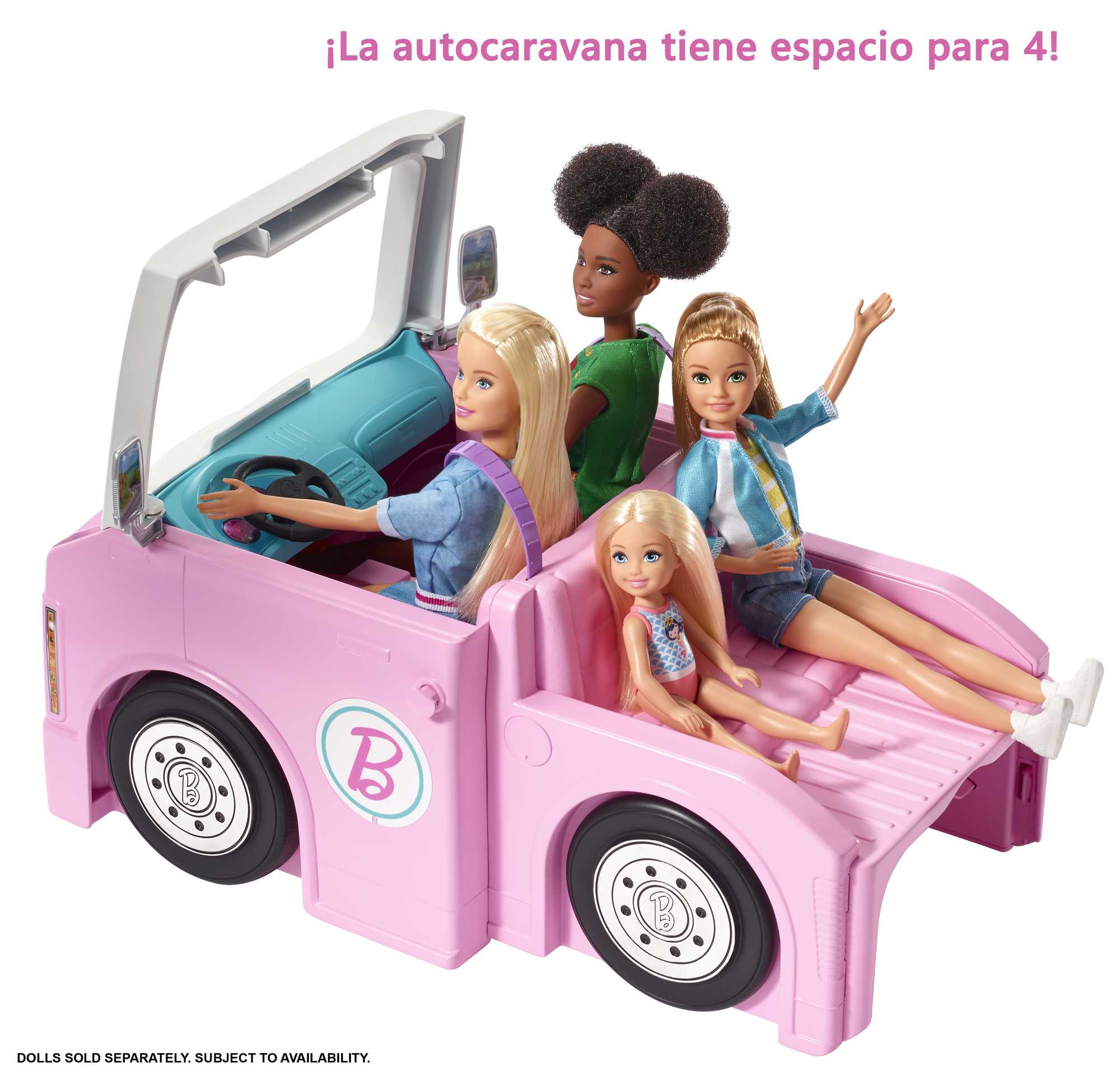Barbie Caravana Para Acampar 3 En 1 Con Piscina, Camioneta, Barca Y 5  Accesorios (Mattel Ghl93)