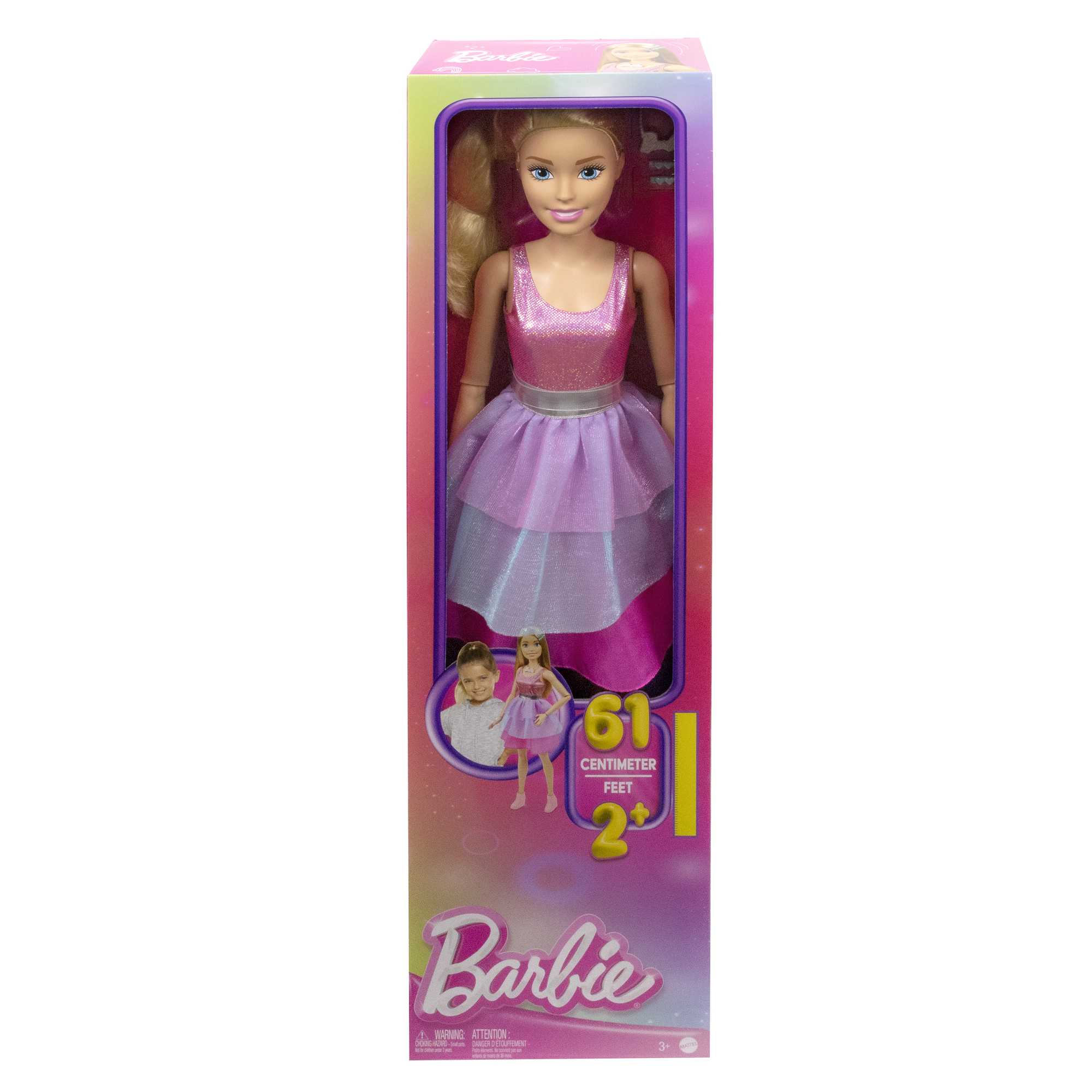 Large Barbie Doll, 28 Inches Tall, Blond Hair and Shimmery Pink Dress