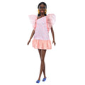 Barbie Fashionistas Puppe Nr. 216 Mit Großem Körperbau, Schwarzen Glatten Haaren Und Apricotfarbenem Kleid, 65-Jähriges Jubiläum