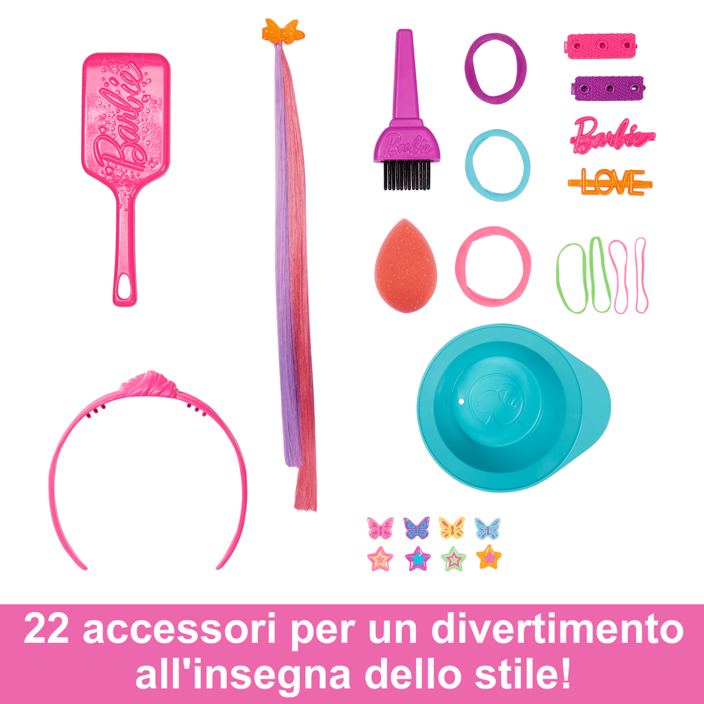 Barbie Super Chioma Hairstyle Capelli Arcobaleno, Testa Pettinabile, Con Capelli Biondi