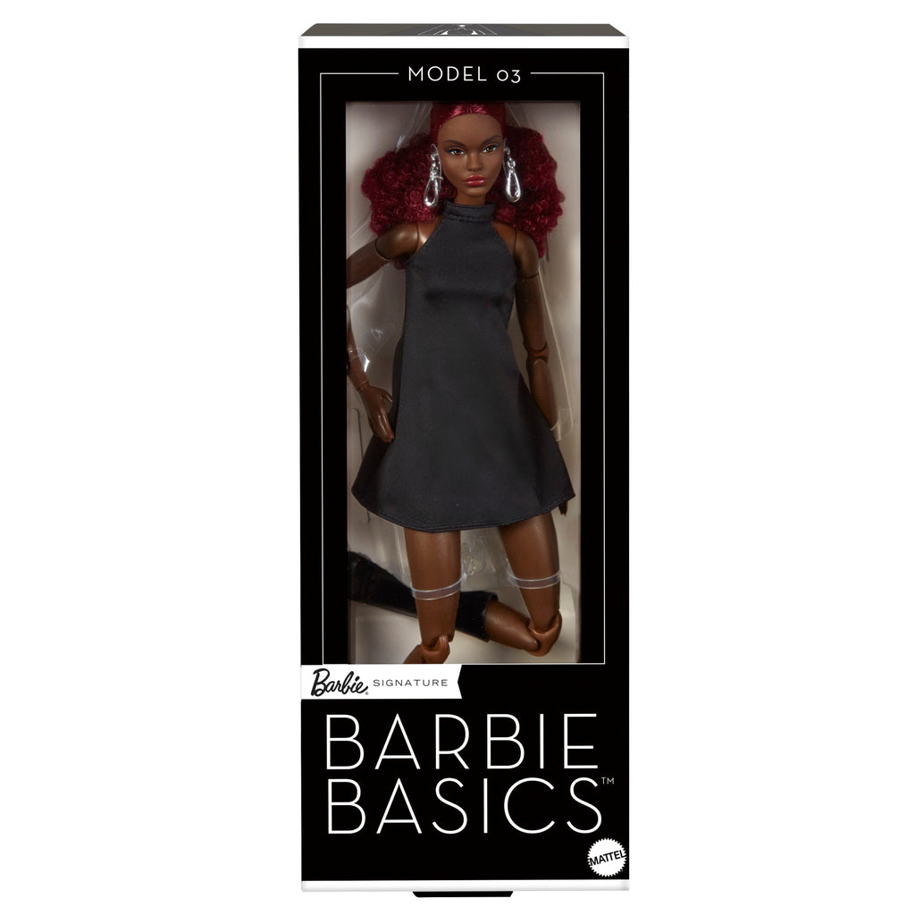 Barbie Basics Collectible Doll, Model 03 With Red Curly Hair, Black Dress & Boots