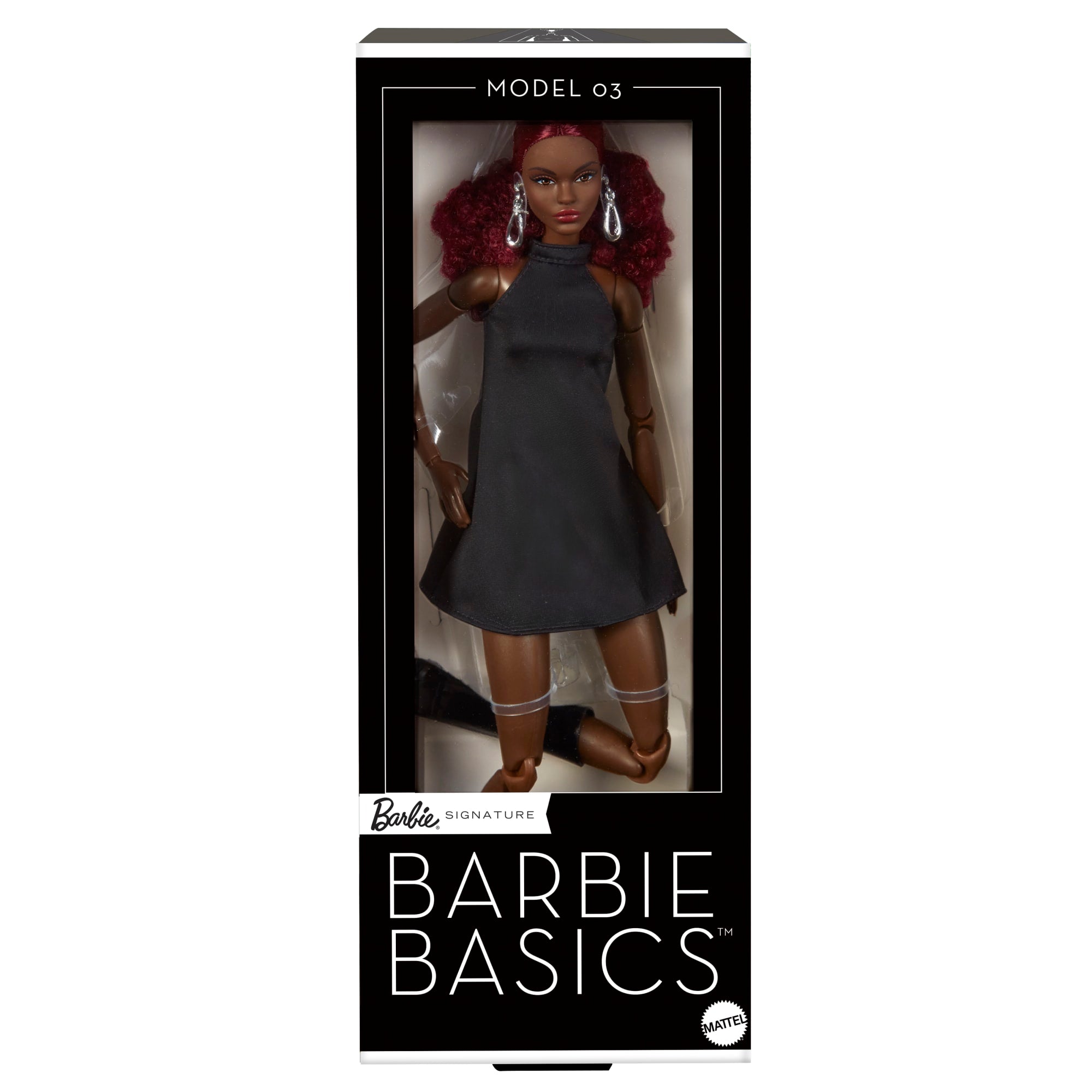 Barbie Basics Collectible Doll, Model 03 With Red Curly Hair, Black Dress & Boots