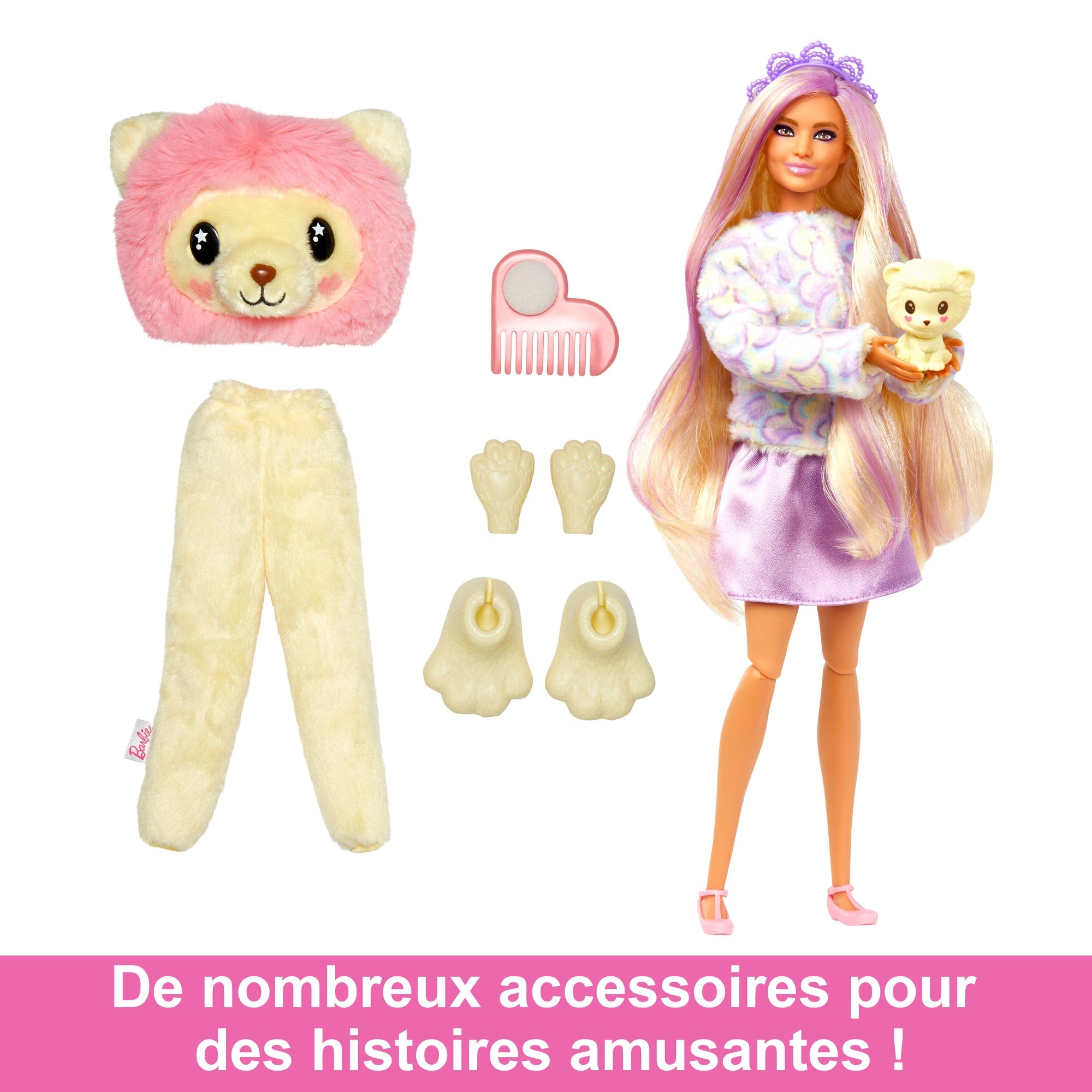 Barbie Cutie Reveal Poupée Barbie et accessoires, costume lion en peluche