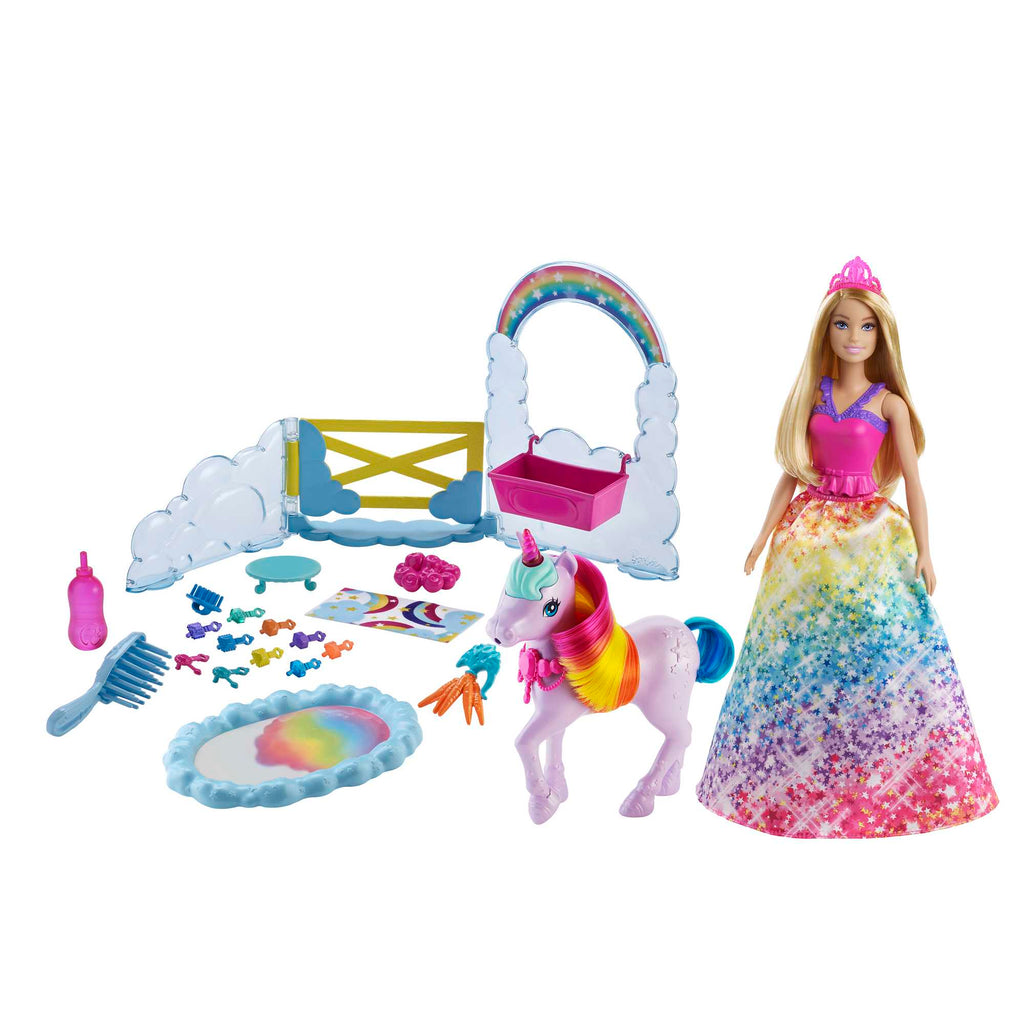 Barbie Dreamtopia Oyun Seti, Barbie Bebek, Tek Boynuzlu At Ve Renk Değiştiren Tuvalet