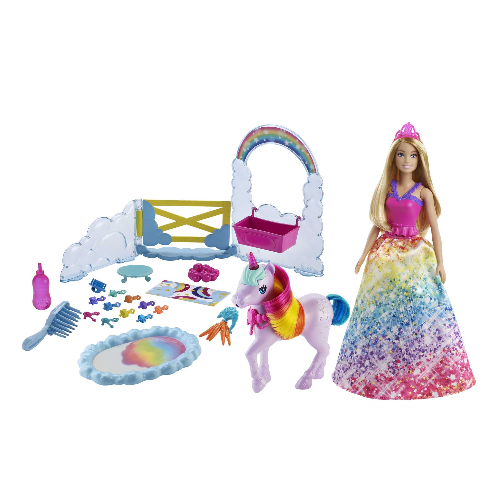 Barbie Dreamtopia Oyun Seti, Barbie Bebek, Tek Boynuzlu At Ve Renk Değiştiren Tuvalet