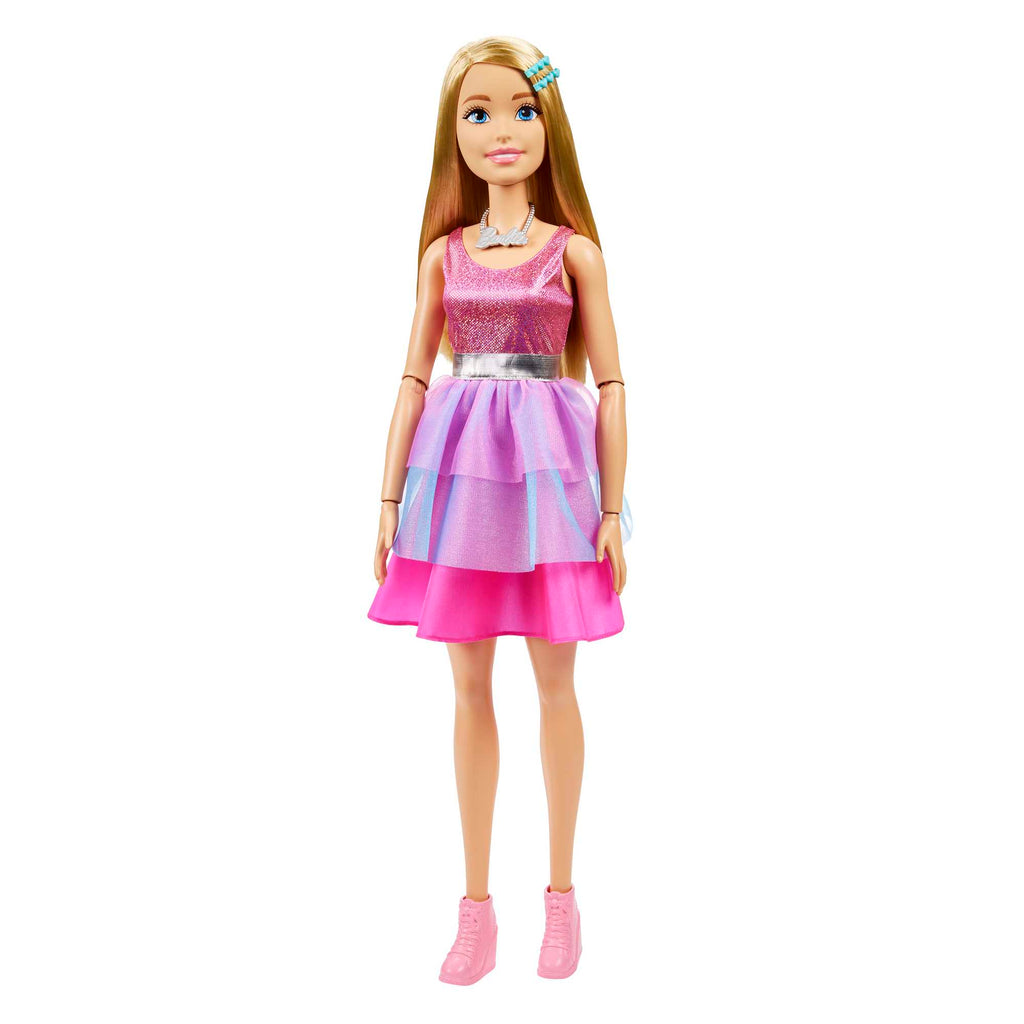 Large Barbie Doll, 28 Inches Tall, Blond Hair and Shimmery Pink Dress