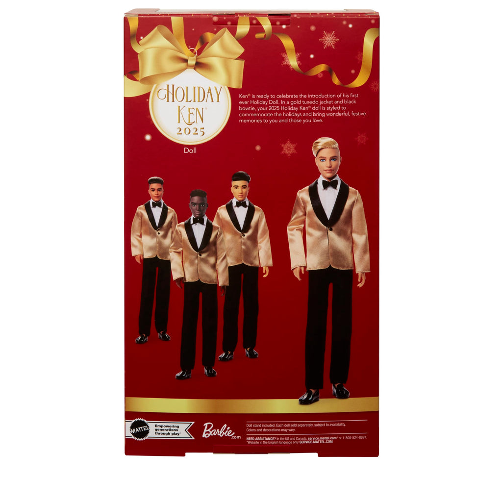Barbie Signature 2025 Holiday Blonder Ken Modepuppe Zum Sammeln in Komplettem Anzug Mit Goldener Jacke