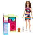 Conjunto De Juego De Barbie Con Muñeca Y Casa De Juegos Para Mascotas Con 2 Animalitos