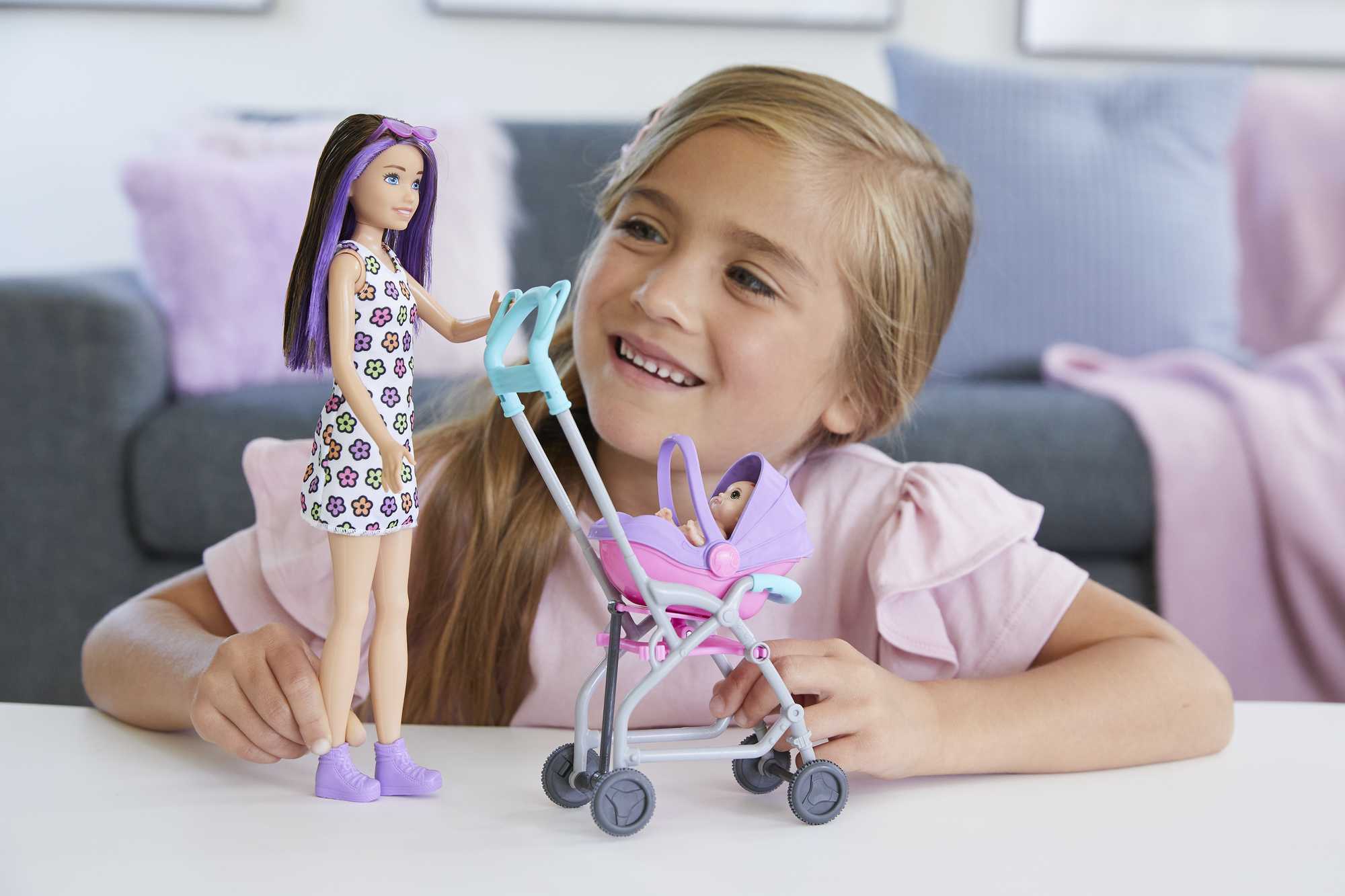 Barbie-Coffret Skipper Baby-Sitter Poussette Avec Poupée, Dès 3 Ans