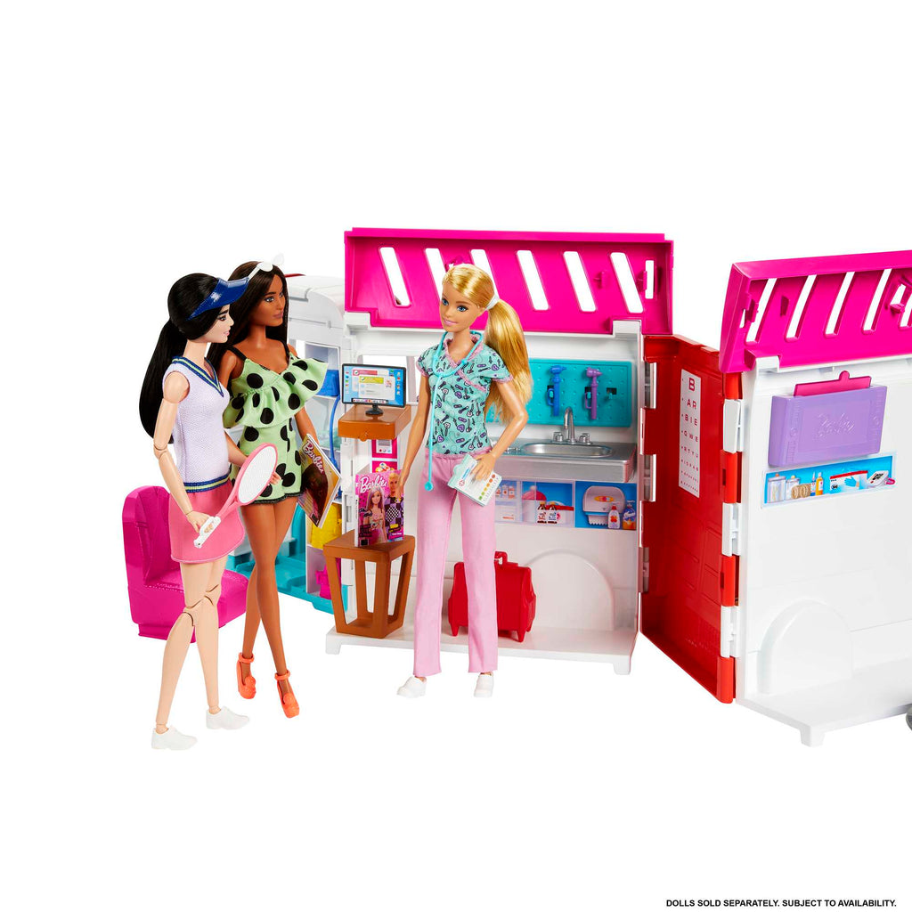 Barbie-Véhicule Médical-Coffret Ambulance Et Clinique Et Accessoires