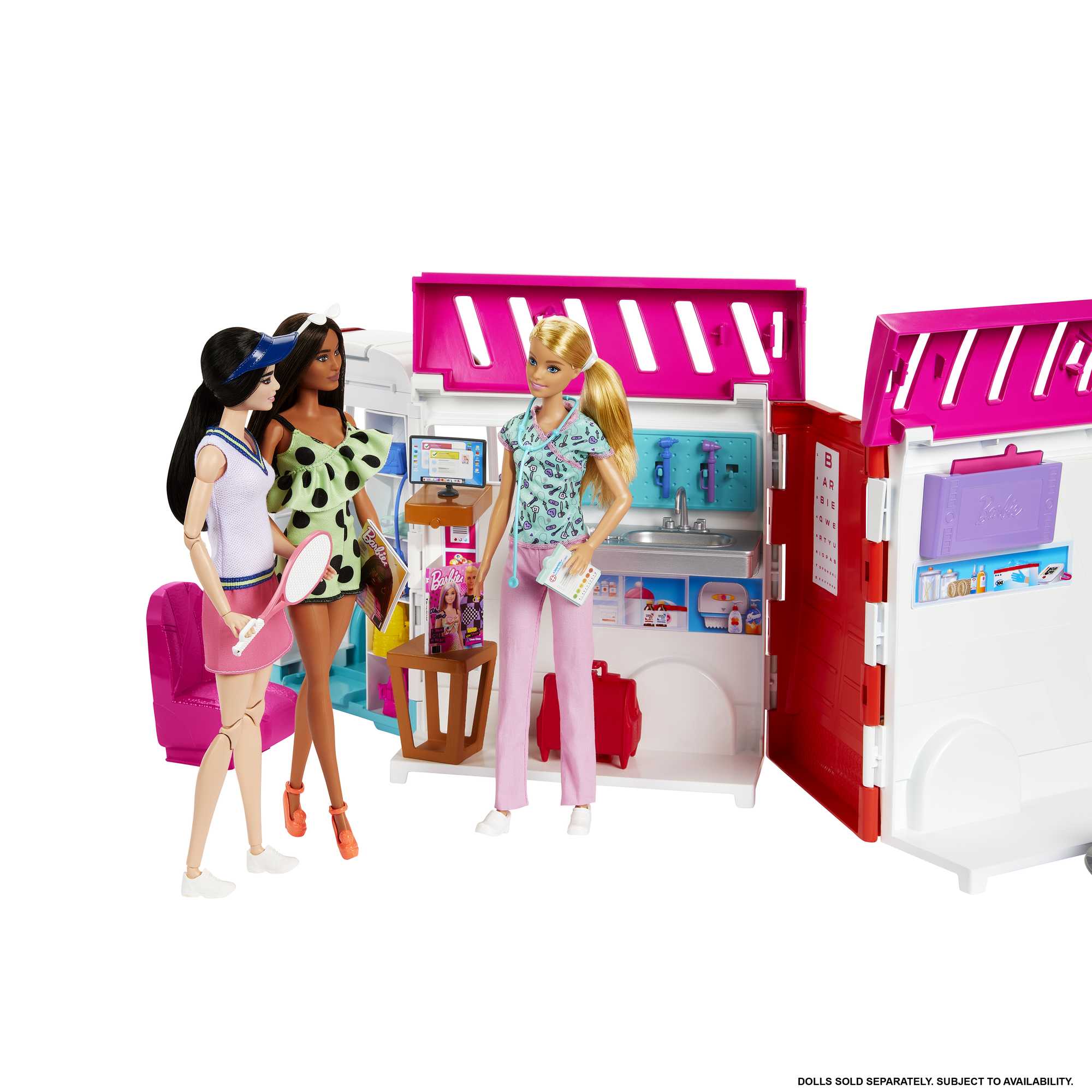 Barbie-Véhicule Médical-Coffret Ambulance Et Clinique Et Accessoires