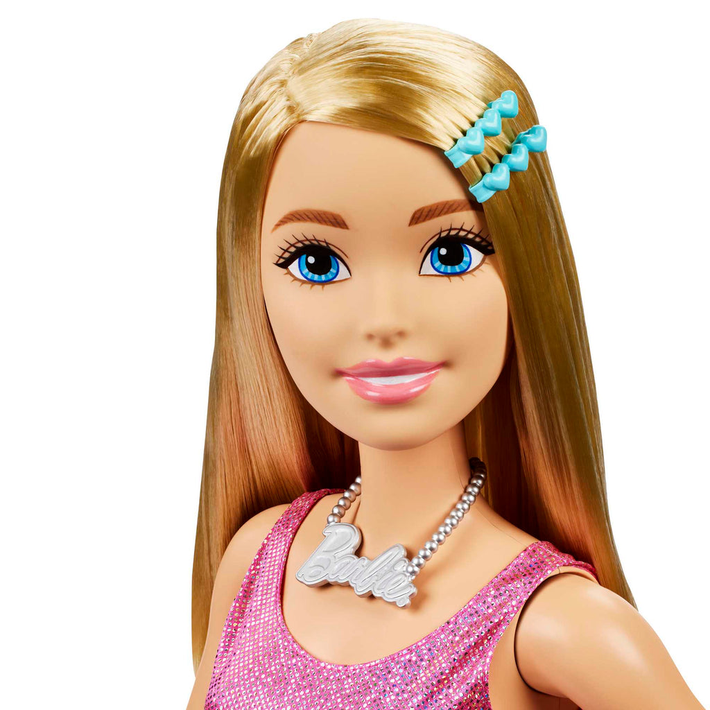 Large Barbie Doll, 28 Inches Tall, Blond Hair and Shimmery Pink Dress