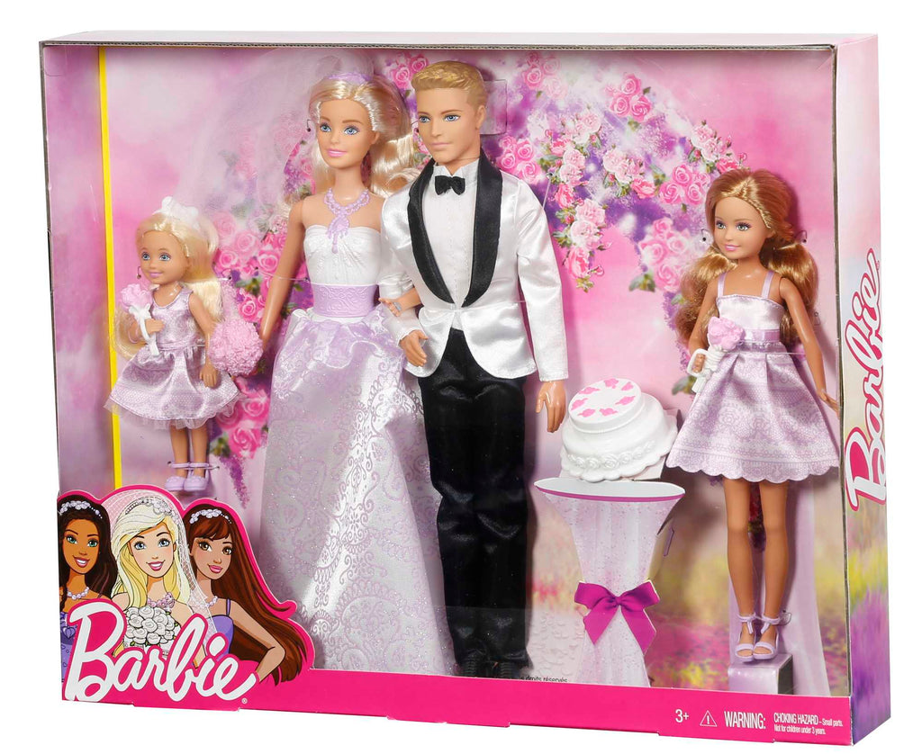 Boda Romántica De Barbie Con 4 Muñecos Y 5 Accesorios, Fiesta Nupcial Con Ramos De Flores Y Tarta