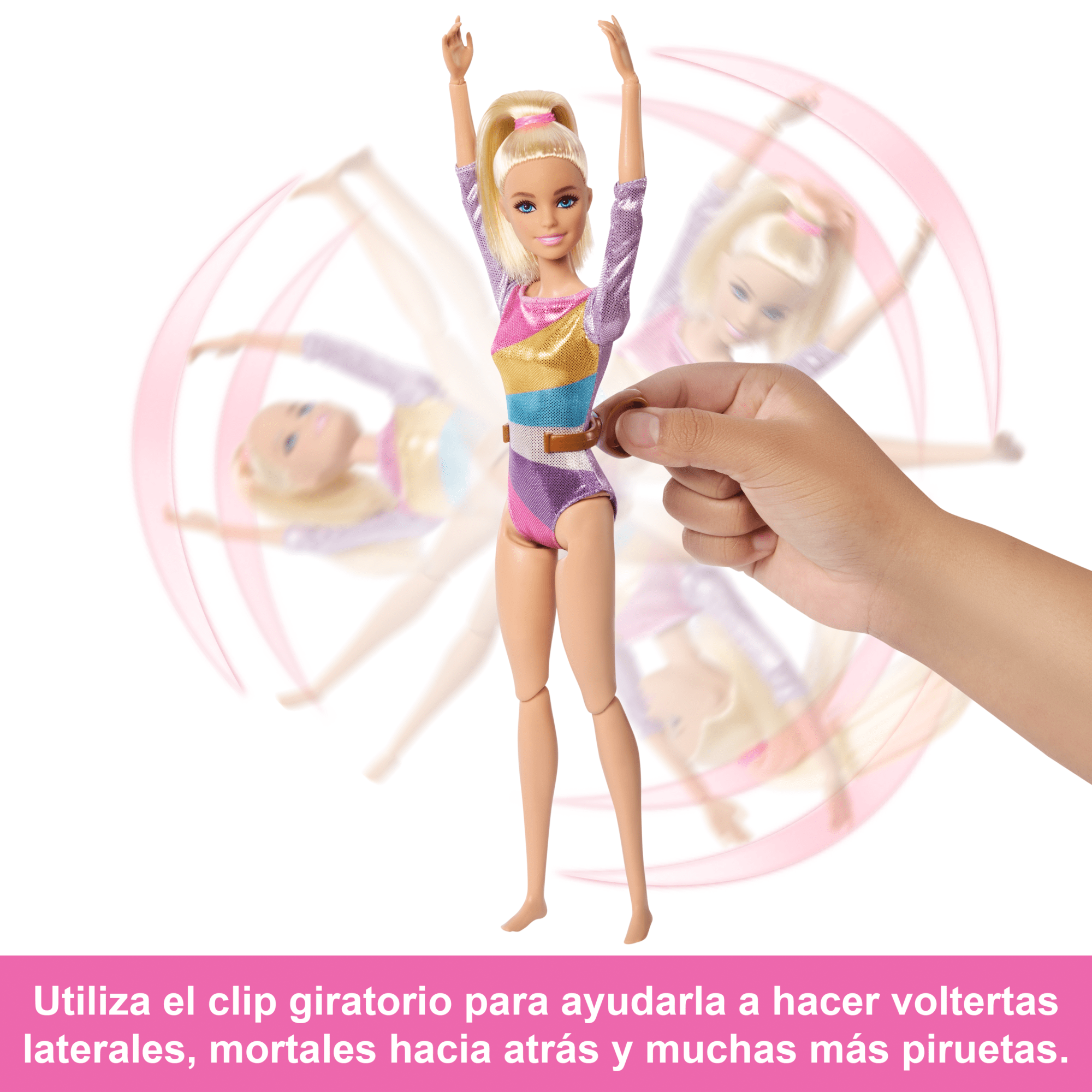 Conjunto De Juego Barbie Gimnasta Con Muñeca De Moda Rubia, Barra De Equilibrio, Más De 10 Accesorios Y Función De Volteretas