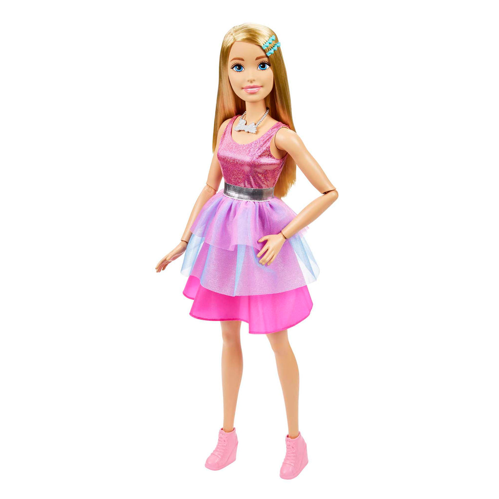 Barbie - La Mia Prima Barbie, Barbie Grande Amica, Alta 71 Cm Con Abito Rosa Scintillante