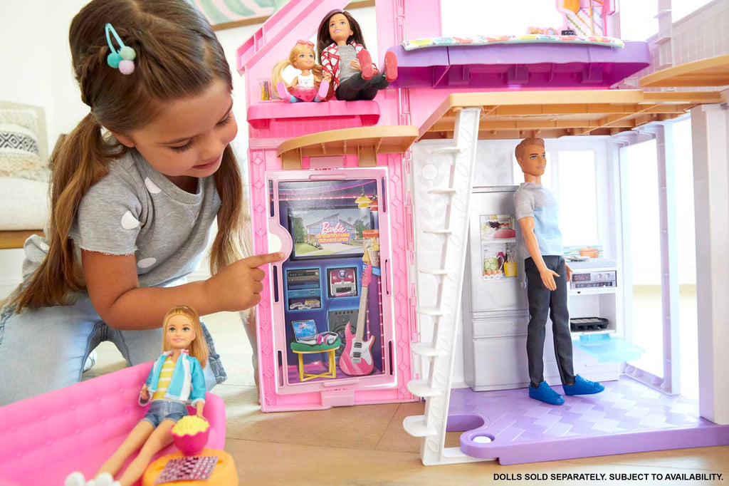 Barbie Domek Barbie Malibu: 2 poziomy, 6 pomieszczeń, funkcje transformacji oraz ponad 25 akcesoriów