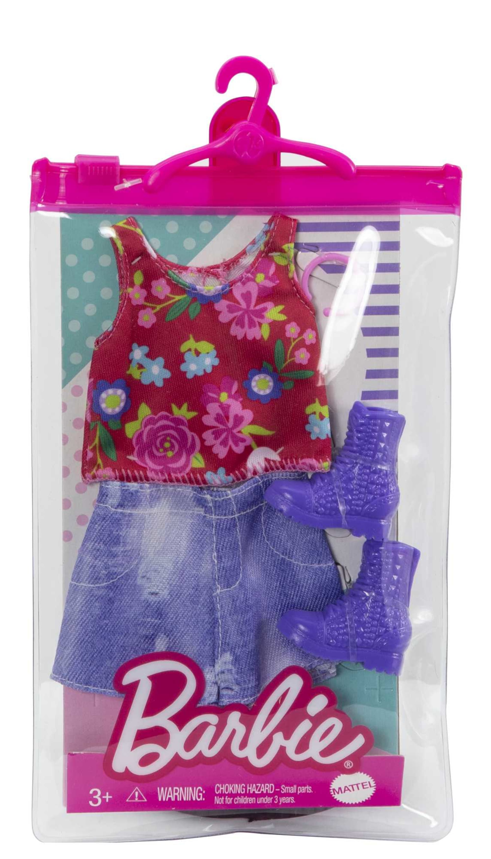Barbie Fashion Assortment Of Doll Clothes, 1 Outfit & 2 Accessories For Barbie Dolls, Gift For Kids 3 To 8 Years Old