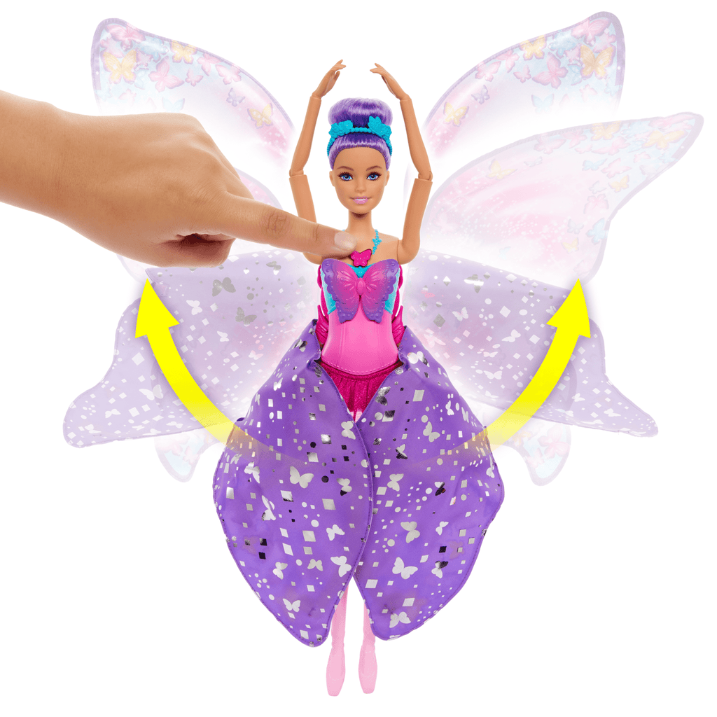 Barbie Dans- En Fladderpop Met 2-In-1 Verandering Van Danseres Naar Vlinder, Paars Haar
