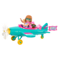 Barbie Chelsea-Spielset Aus Puppe Und Flugzeug, Zweisitzerflugzeug Mit Drehpropeller Und 7 Zubehörteilen