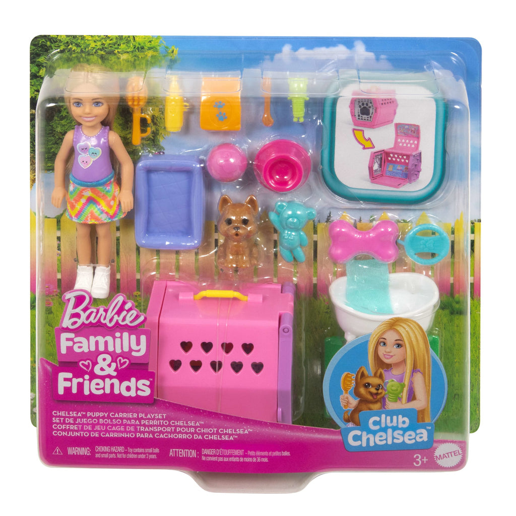 Conjunto De Mochila Para Cachorritos De Chelsea De Barbie Con Muñeca Pequeña Y Transportín Para Perros Con Accesorios Para Cachorritos