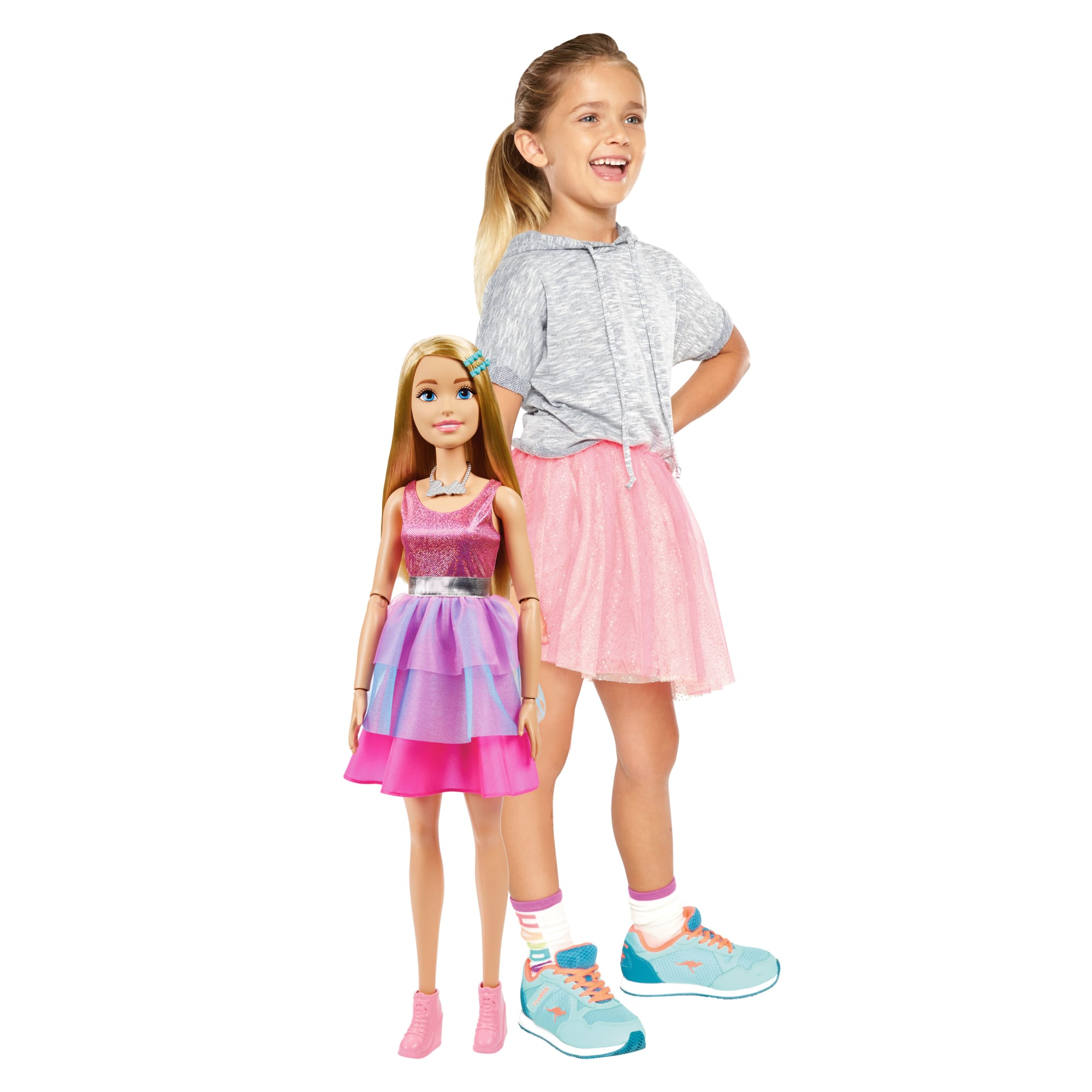 Barbie - La Mia Prima Barbie, Barbie Grande Amica, Alta 71 Cm Con Abito Rosa Scintillante
