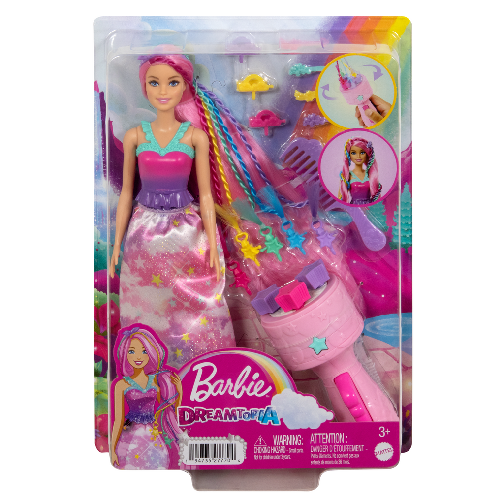 Muñeca Twist 'n Style De Barbie Dreamtopia Y Accesorios Para Hacer Peinados, Incluida Una Herramienta De Trenzado