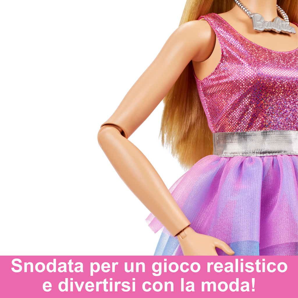 Barbie - La Mia Prima Barbie, Barbie Grande Amica, Alta 71 Cm Con Abito Rosa Scintillante